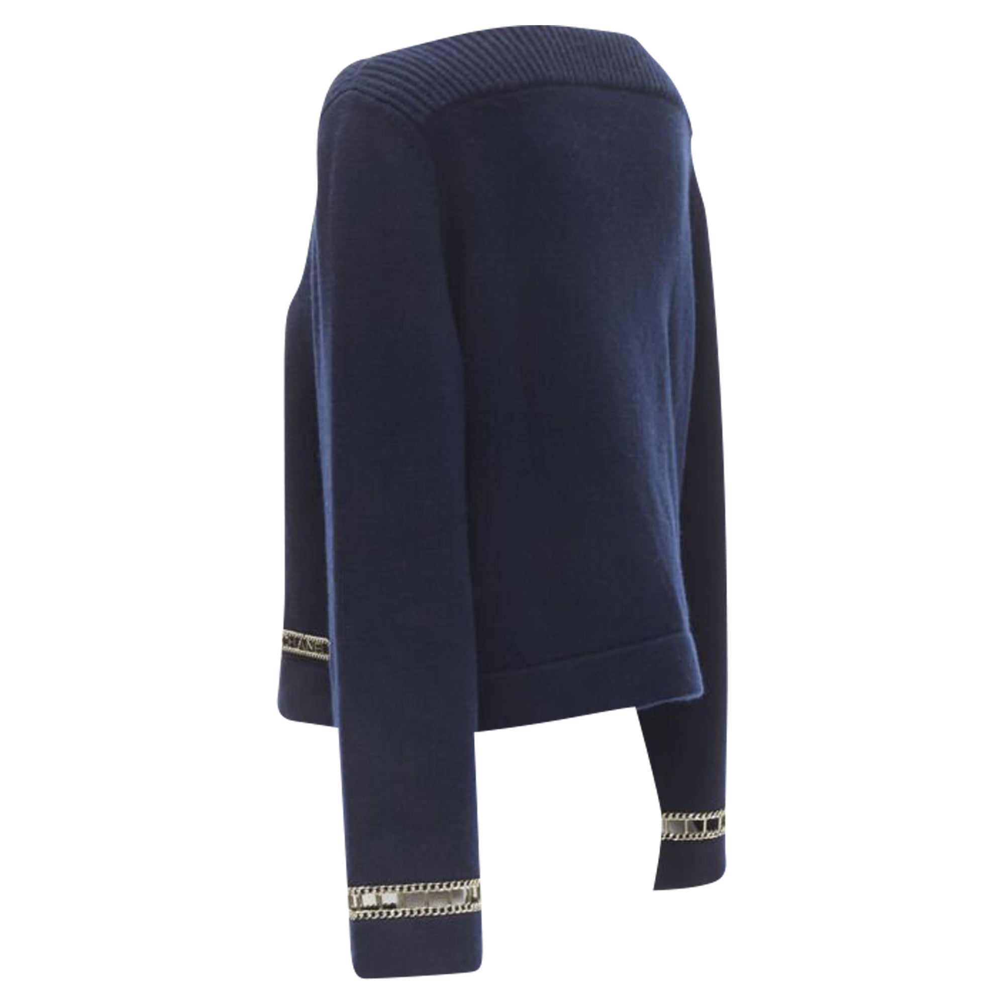 Women's Chanel cashmere chain trim boat neck sweater