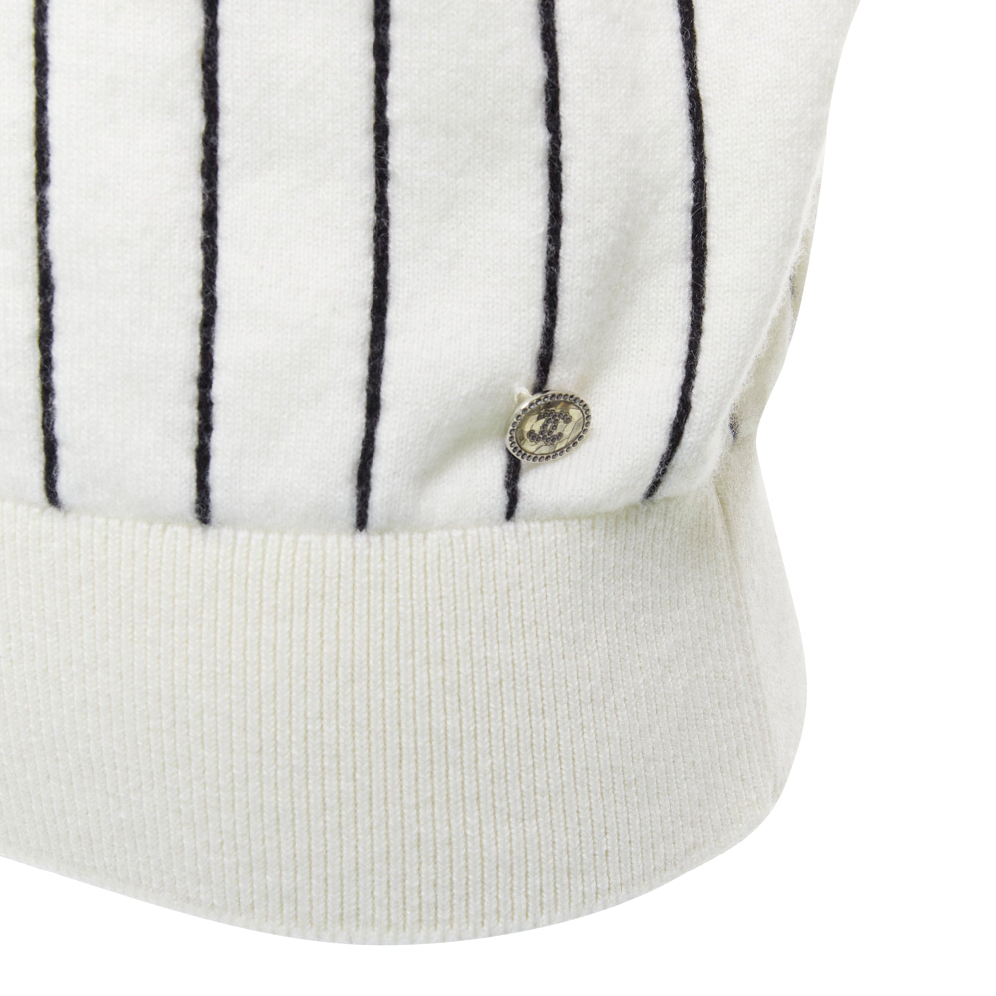Women's Chanel cashmere striped logo varsity sweater top