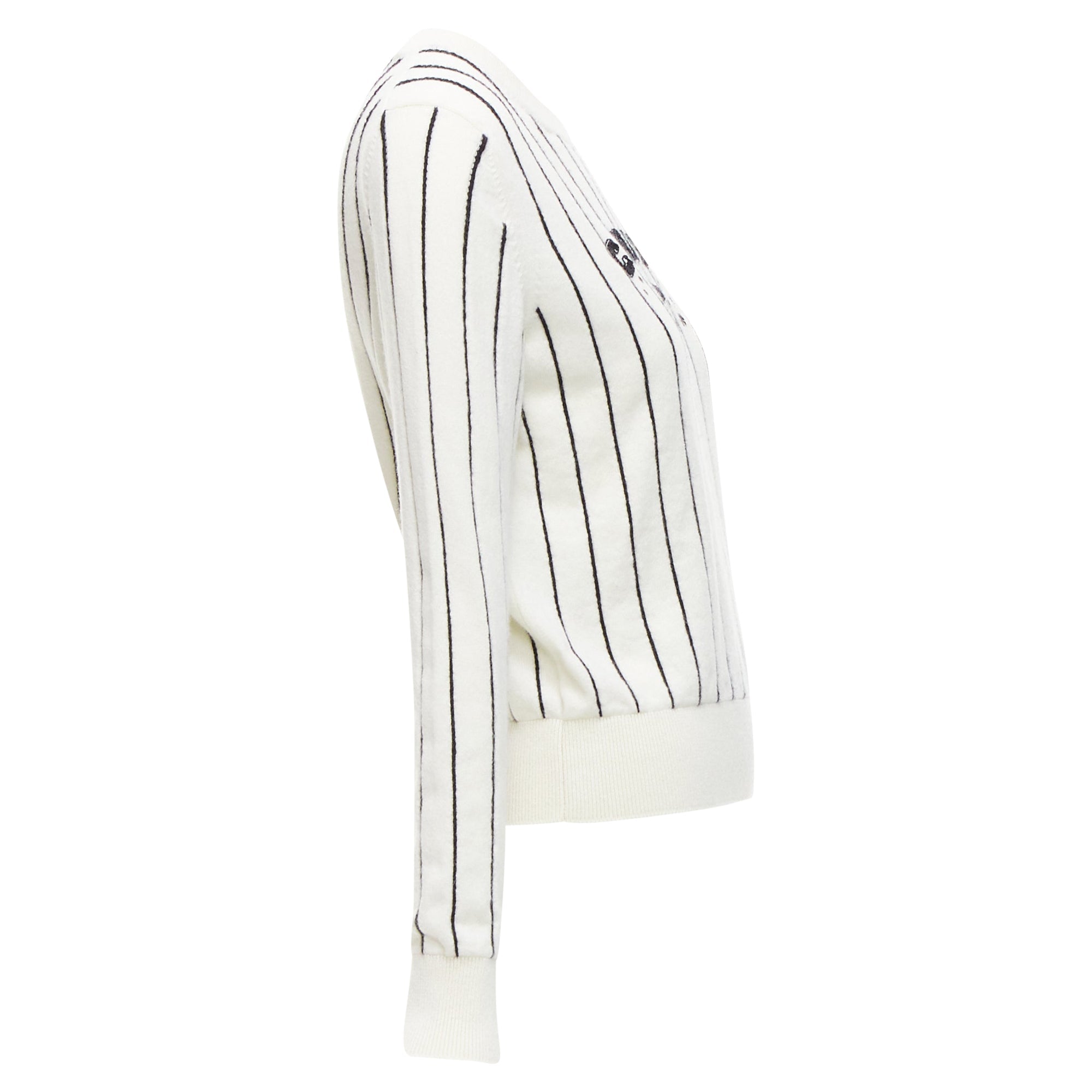 Women's Chanel cashmere striped logo varsity sweater top