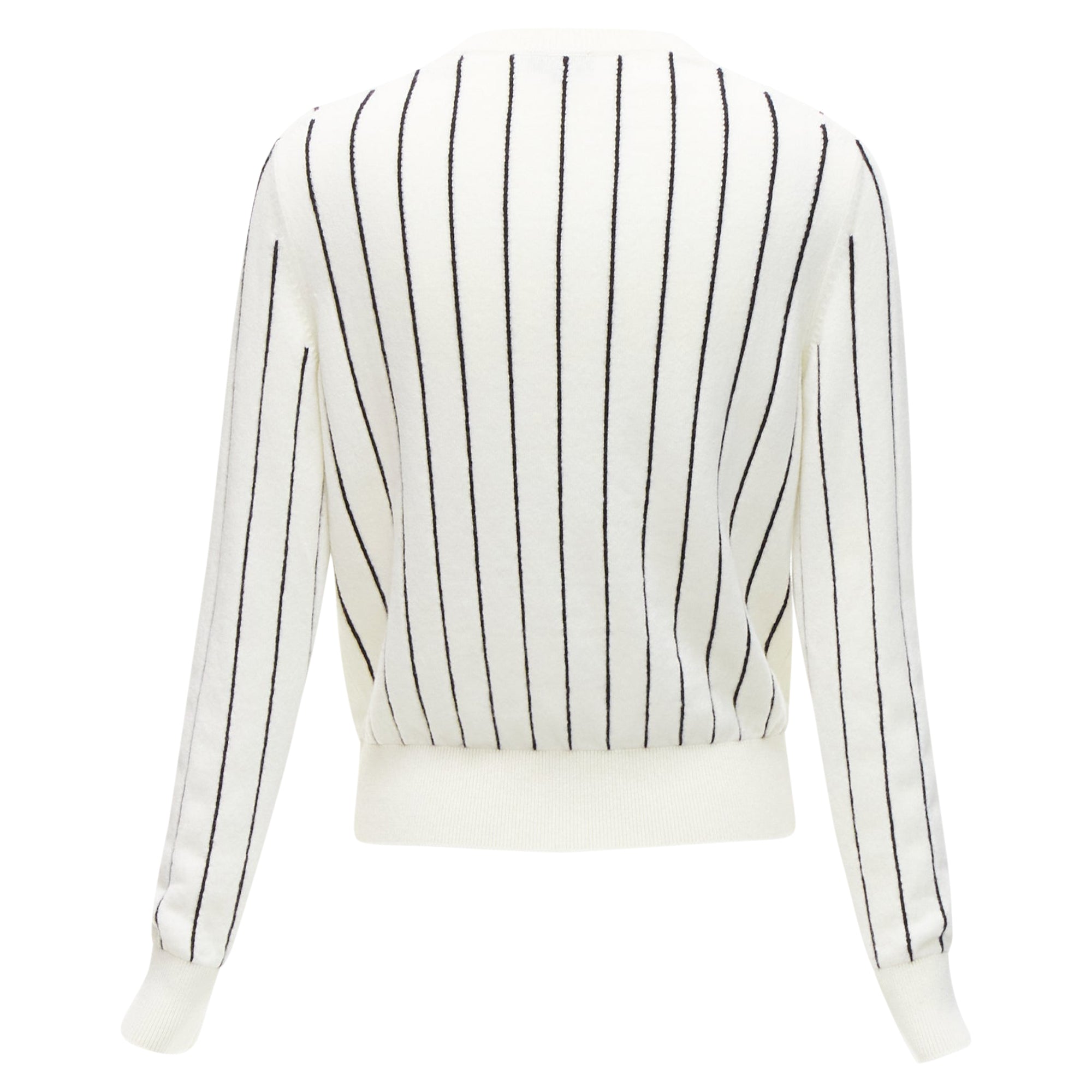 Women's Chanel cashmere striped logo varsity sweater top