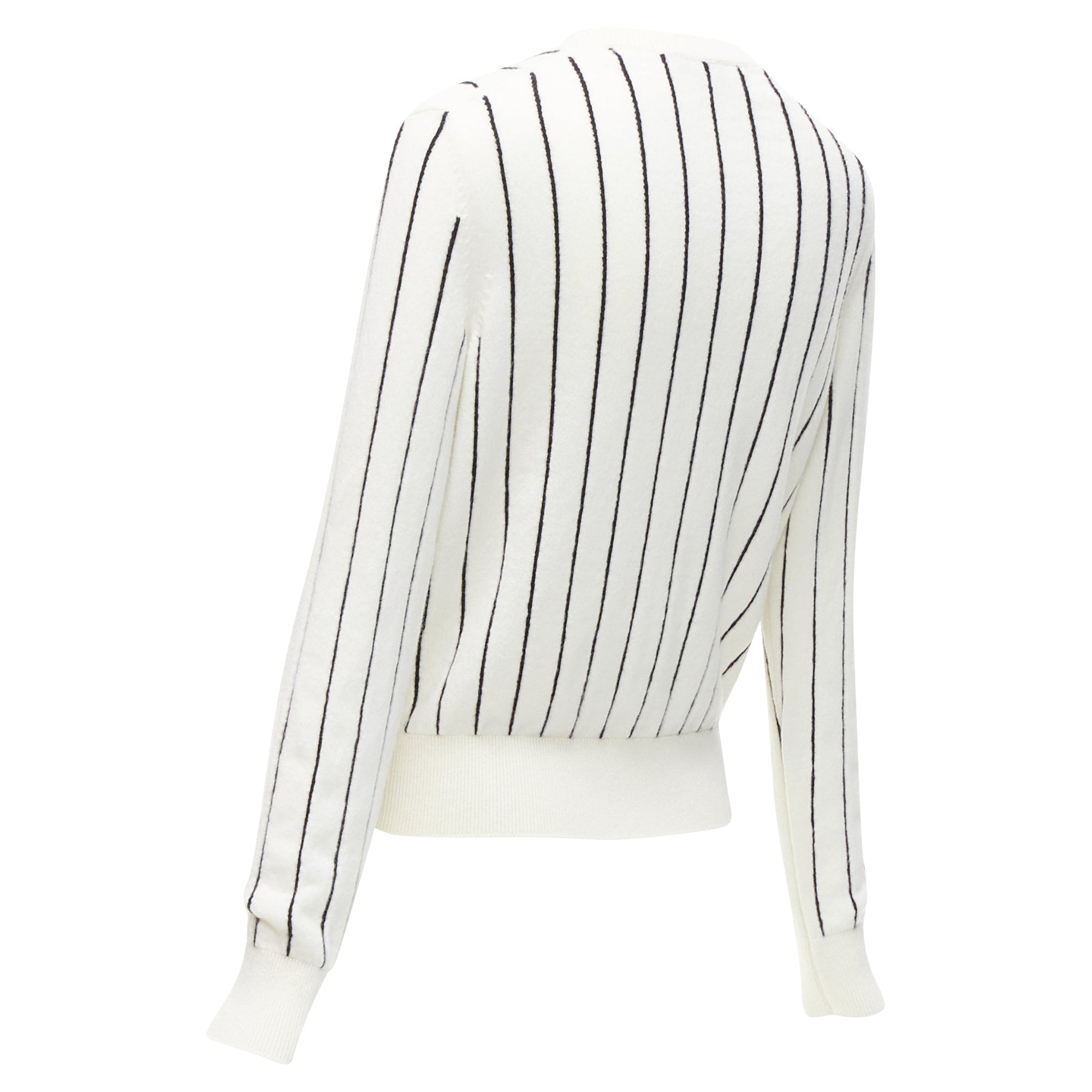 Women's Chanel cashmere striped logo varsity sweater top