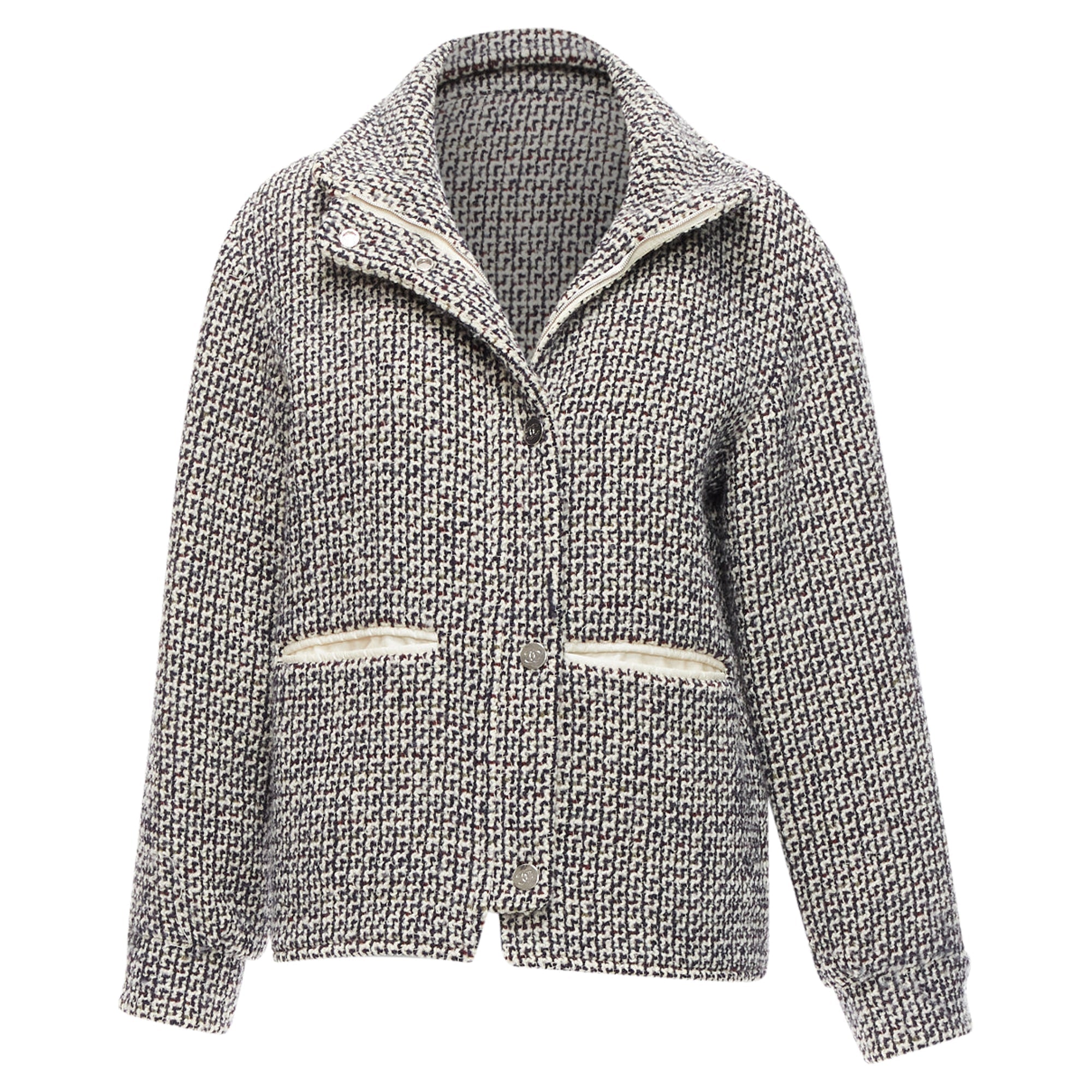 Women's Chanel Reversible Wool Tweed CC Logo Padded Puffer Jacket