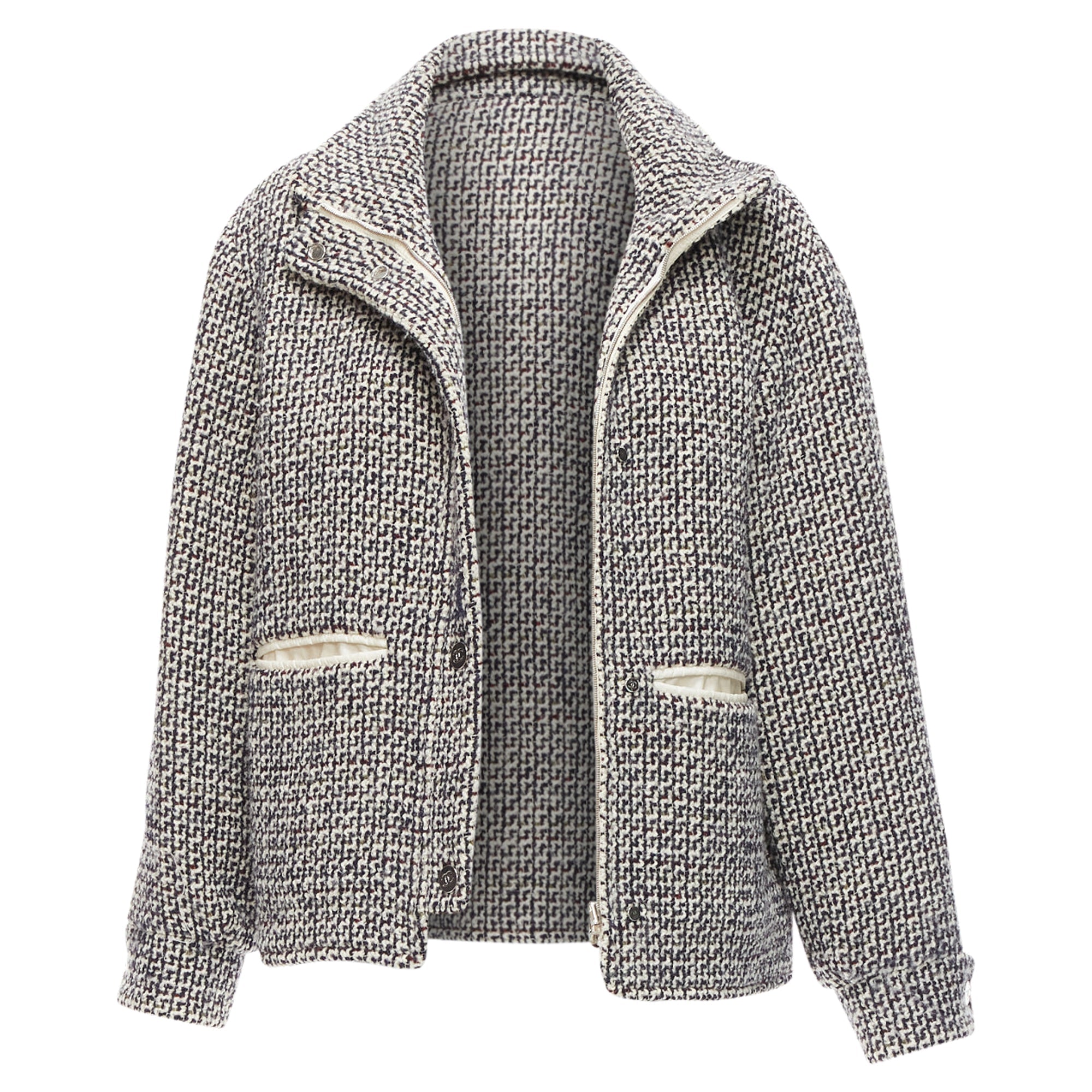 Women's Chanel Reversible Wool Tweed CC Logo Padded Puffer Jacket