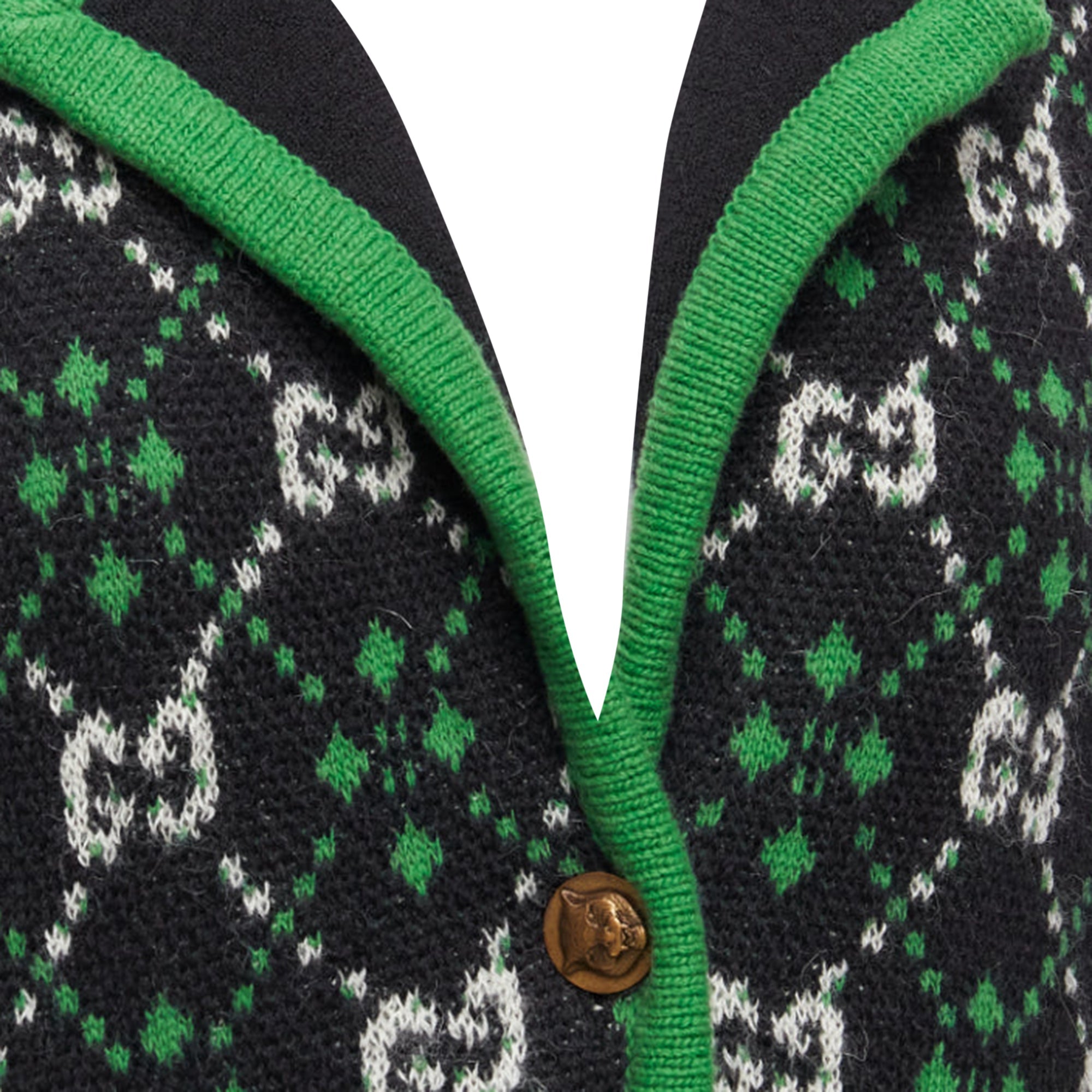 Women's Gucci GG Monogram Alpaca Wool Trim Knit Coat