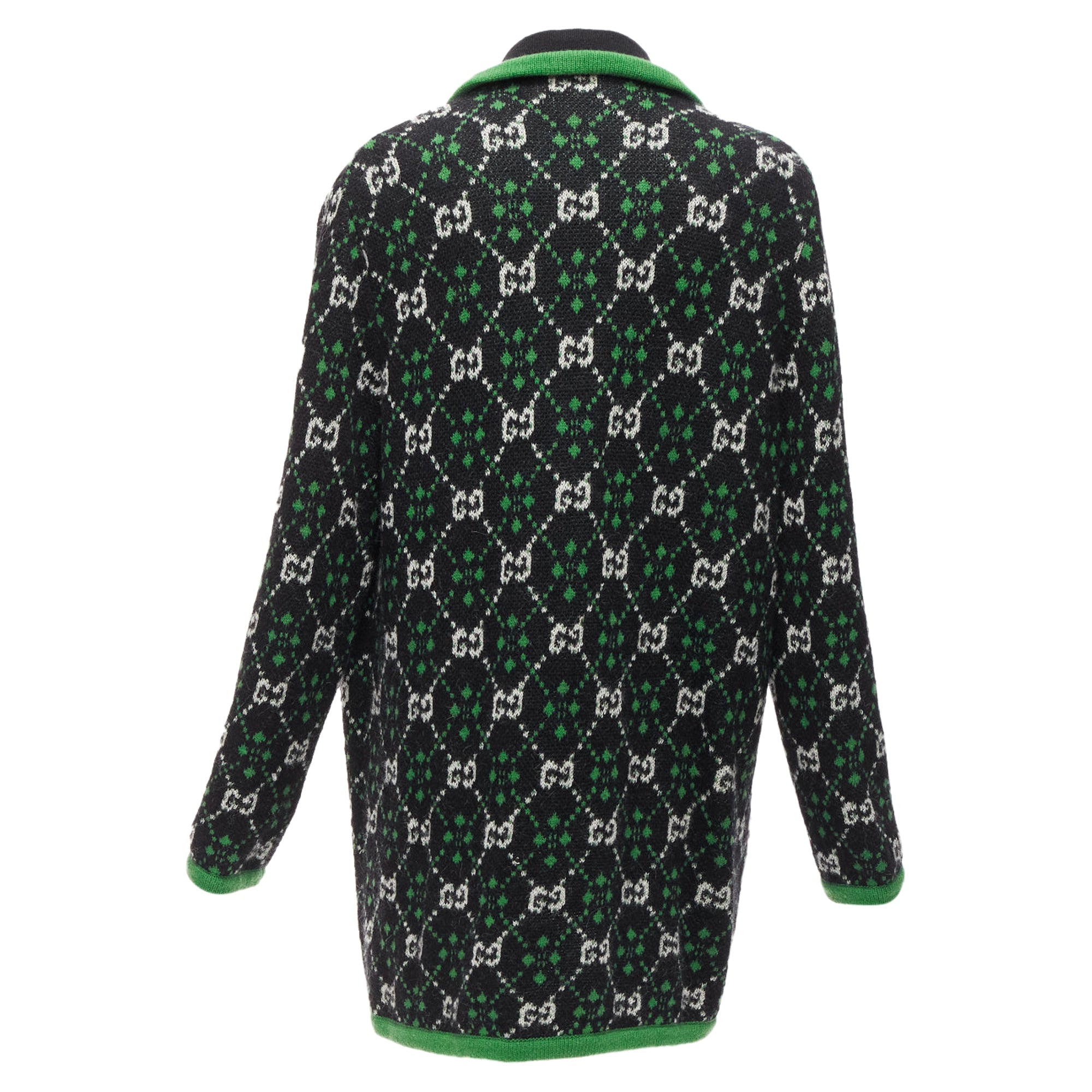 Women's Gucci GG Monogram Alpaca Wool Trim Knit Coat