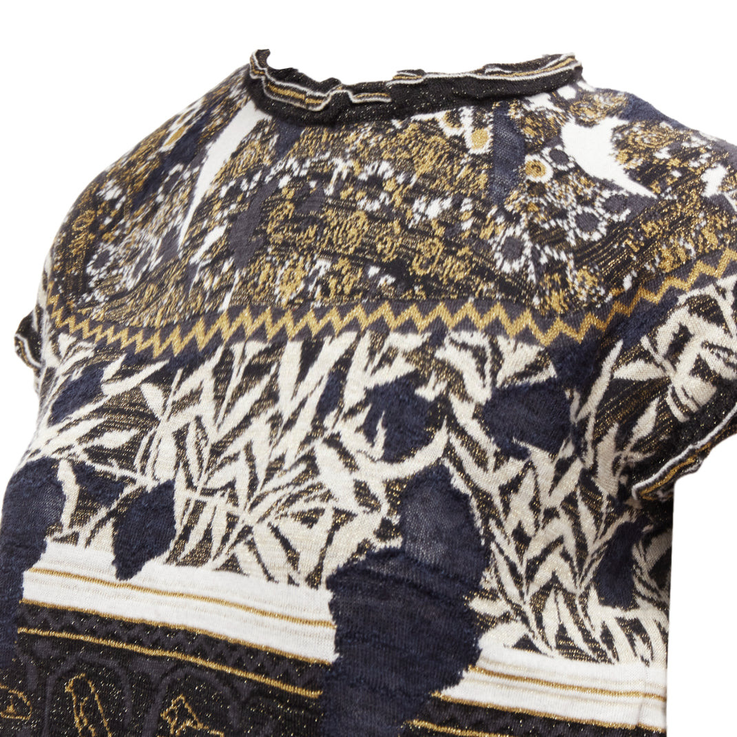 Women's Chanel Gold Egyptian Hieroglyphics CC Cap Sleeve Sweater