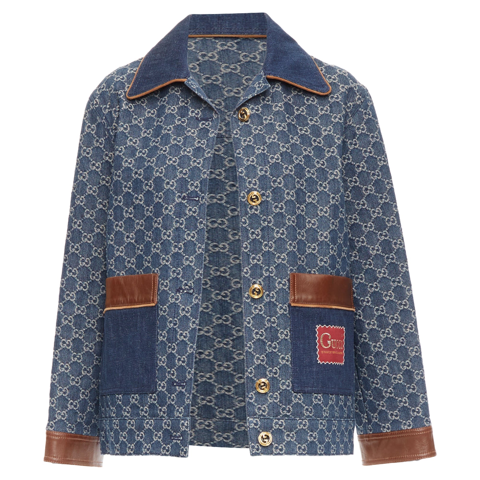 Women's Gucci Epilogue Washed Organic Denim GG Monogram Coat