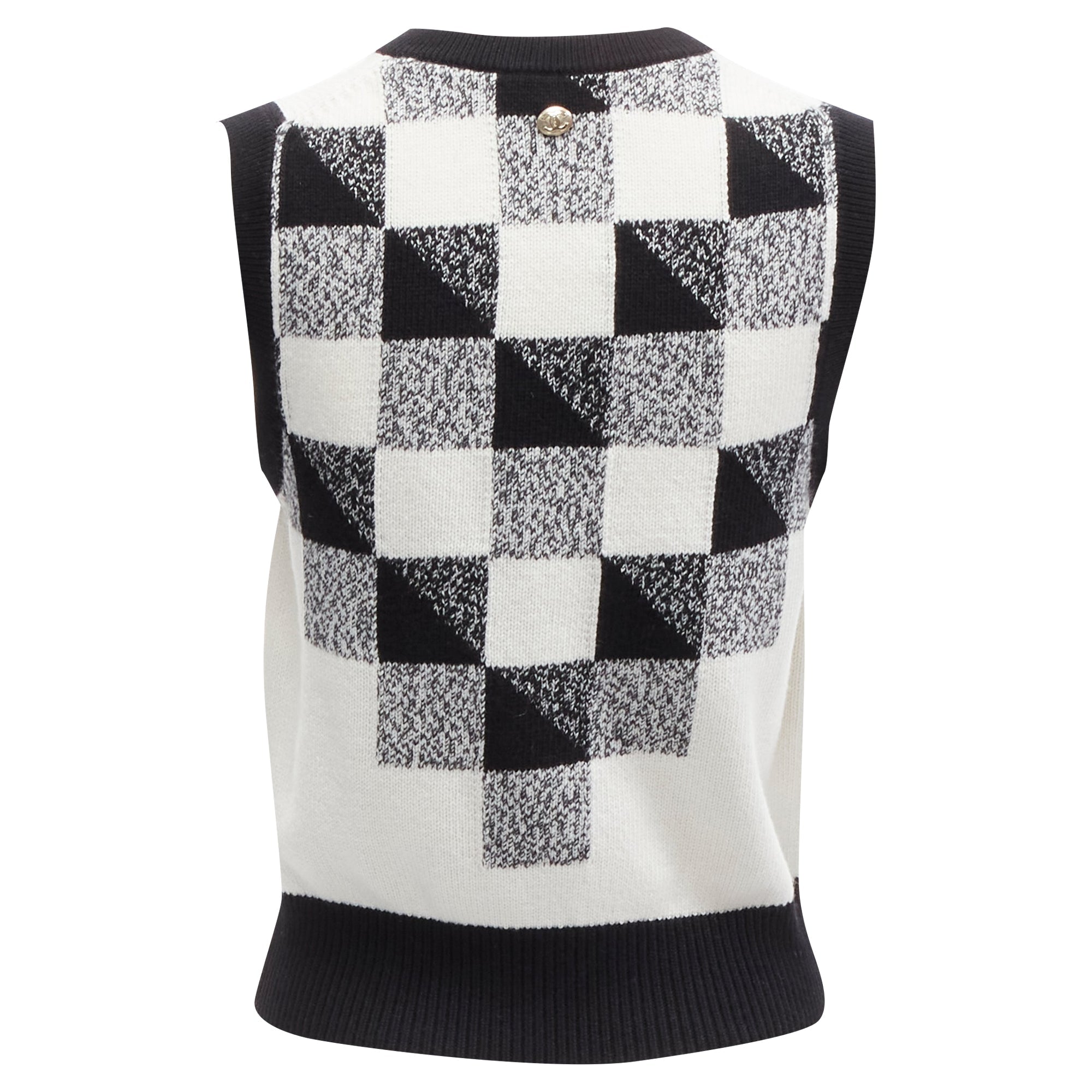 Women's Chanel cashmere graphic check cc logo sweater vest