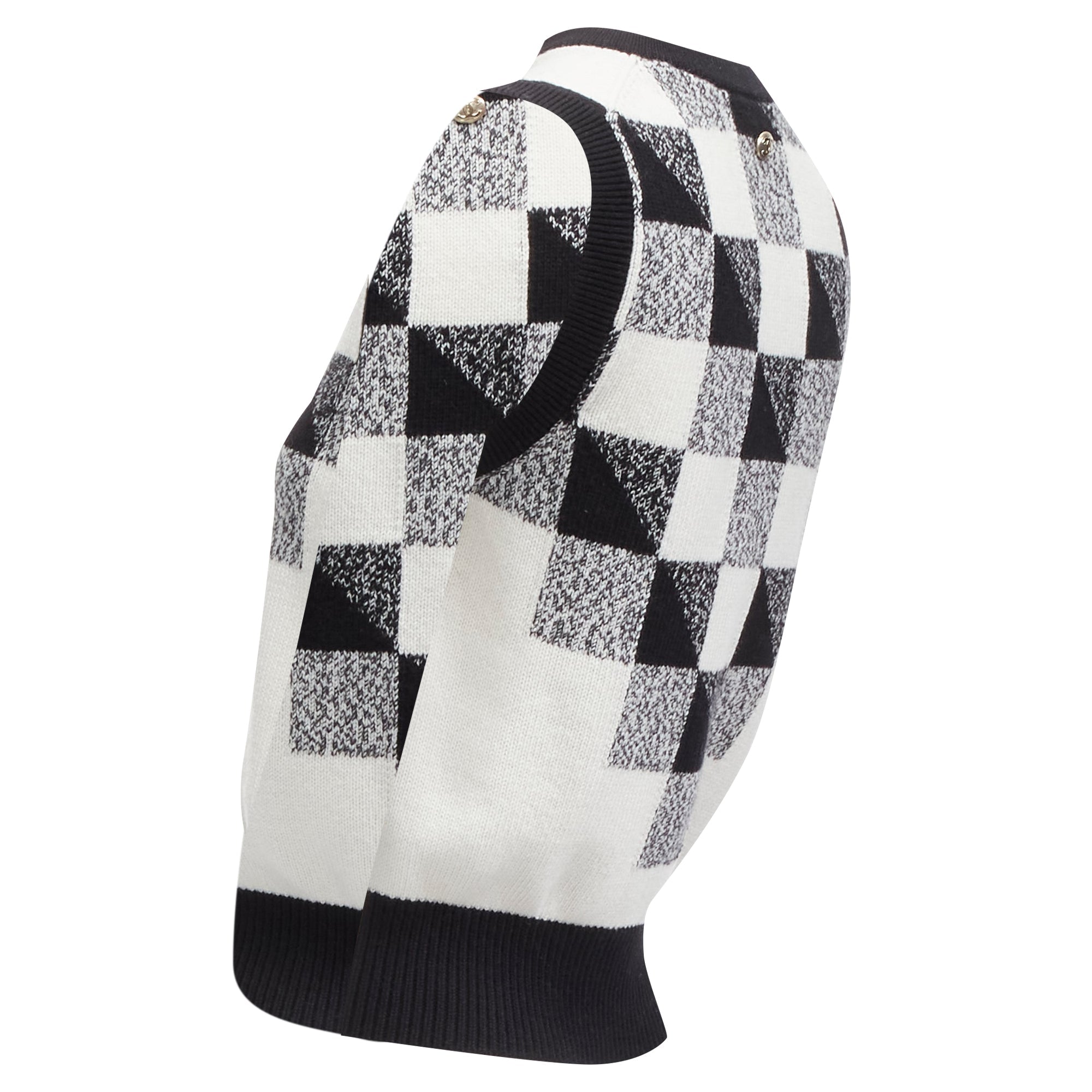 Women's Chanel cashmere graphic check cc logo sweater vest