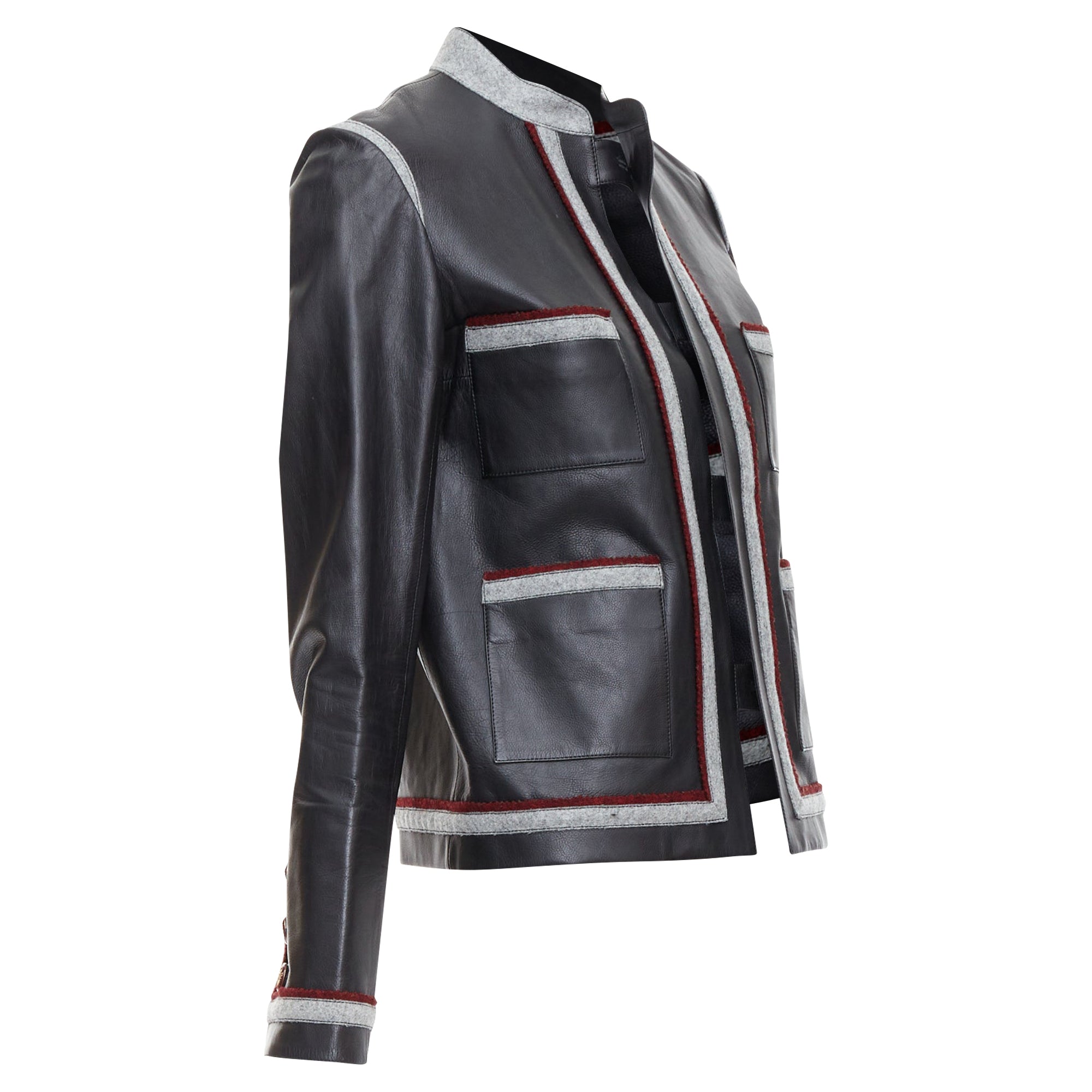 Women's Chanel paris shanghai leather trim 4 pocket jacket