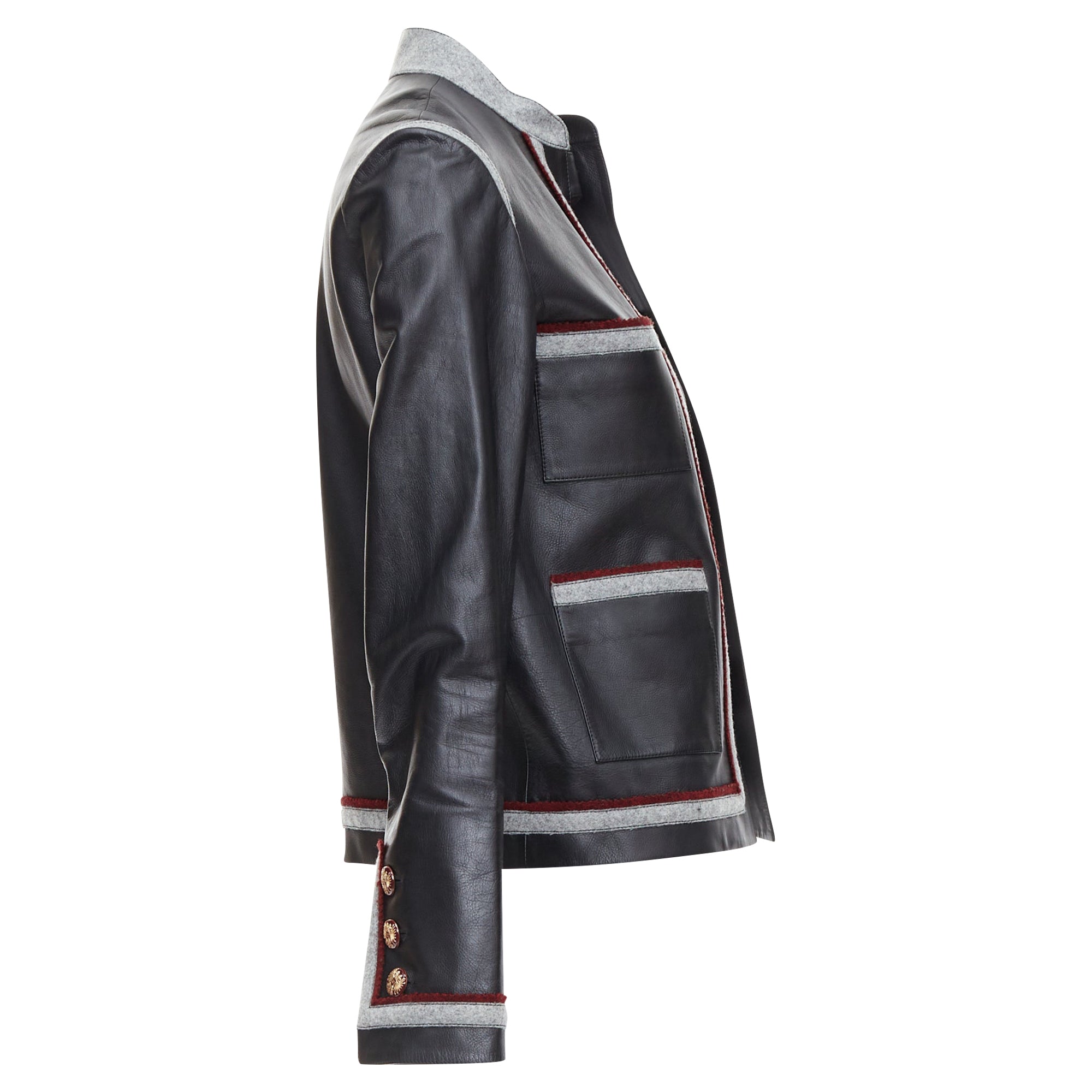 Women's Chanel paris shanghai leather trim 4 pocket jacket