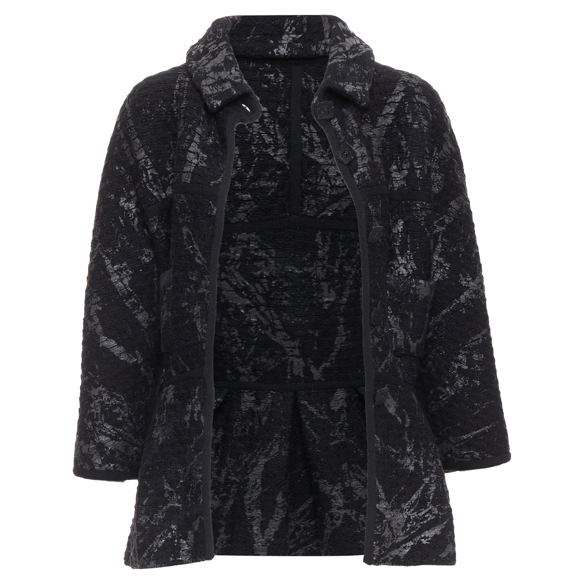 Women's Chanel painted tweed cc square buttons peplum coat