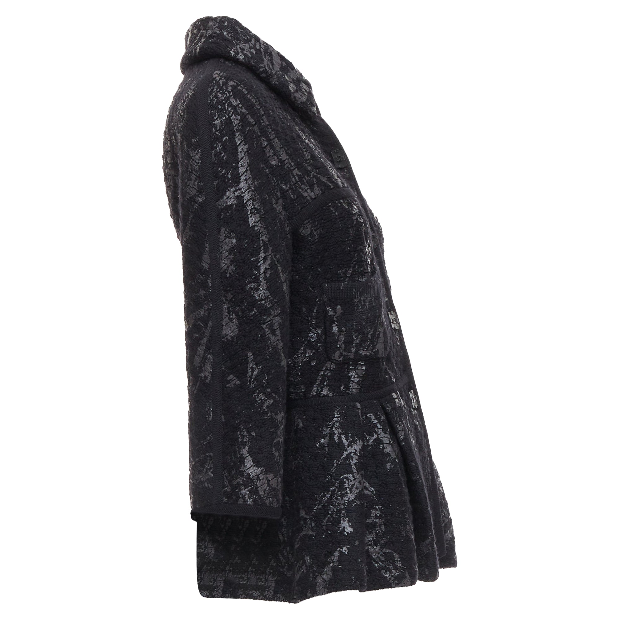 Women's Chanel painted tweed cc square buttons peplum coat