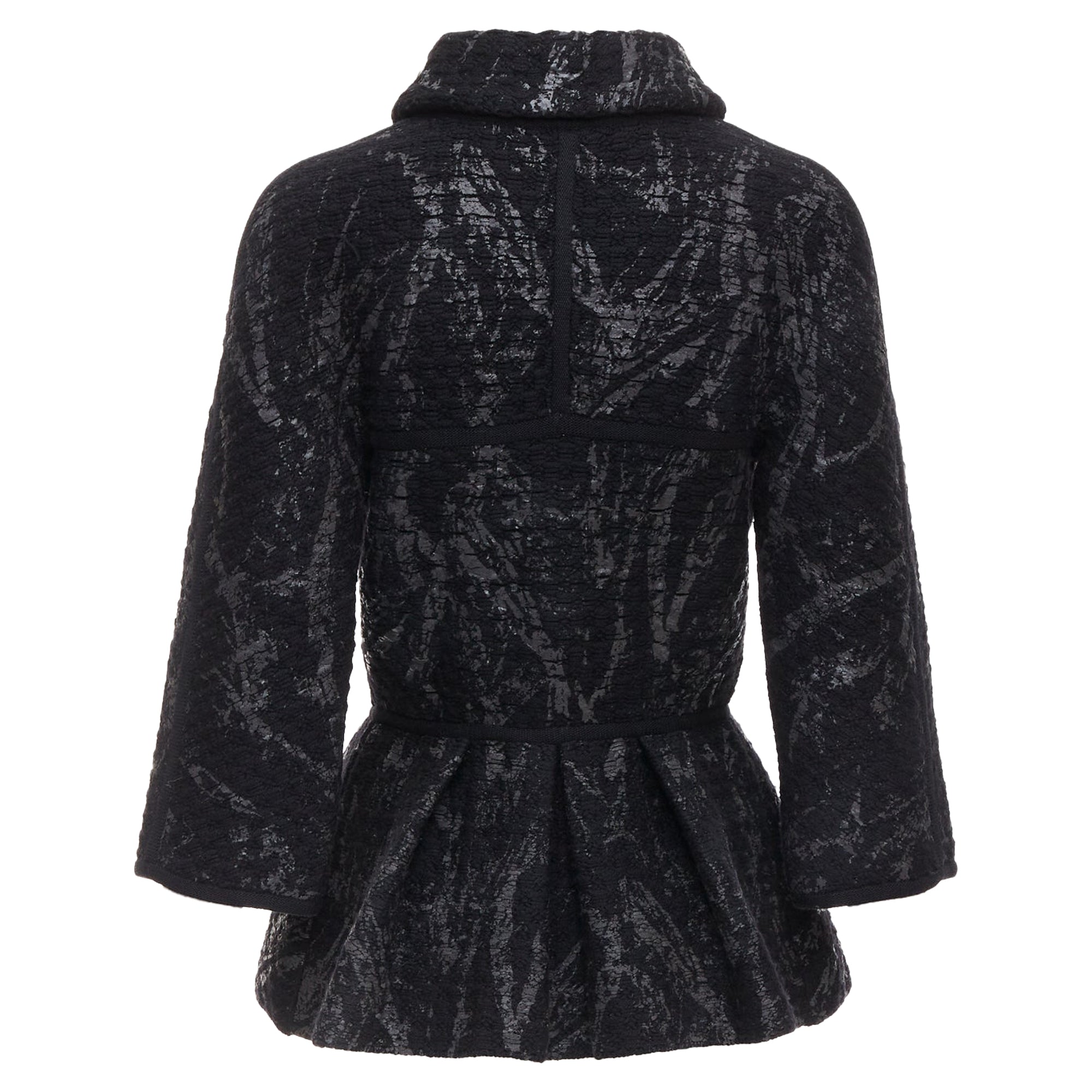 Women's Chanel painted tweed cc square buttons peplum coat