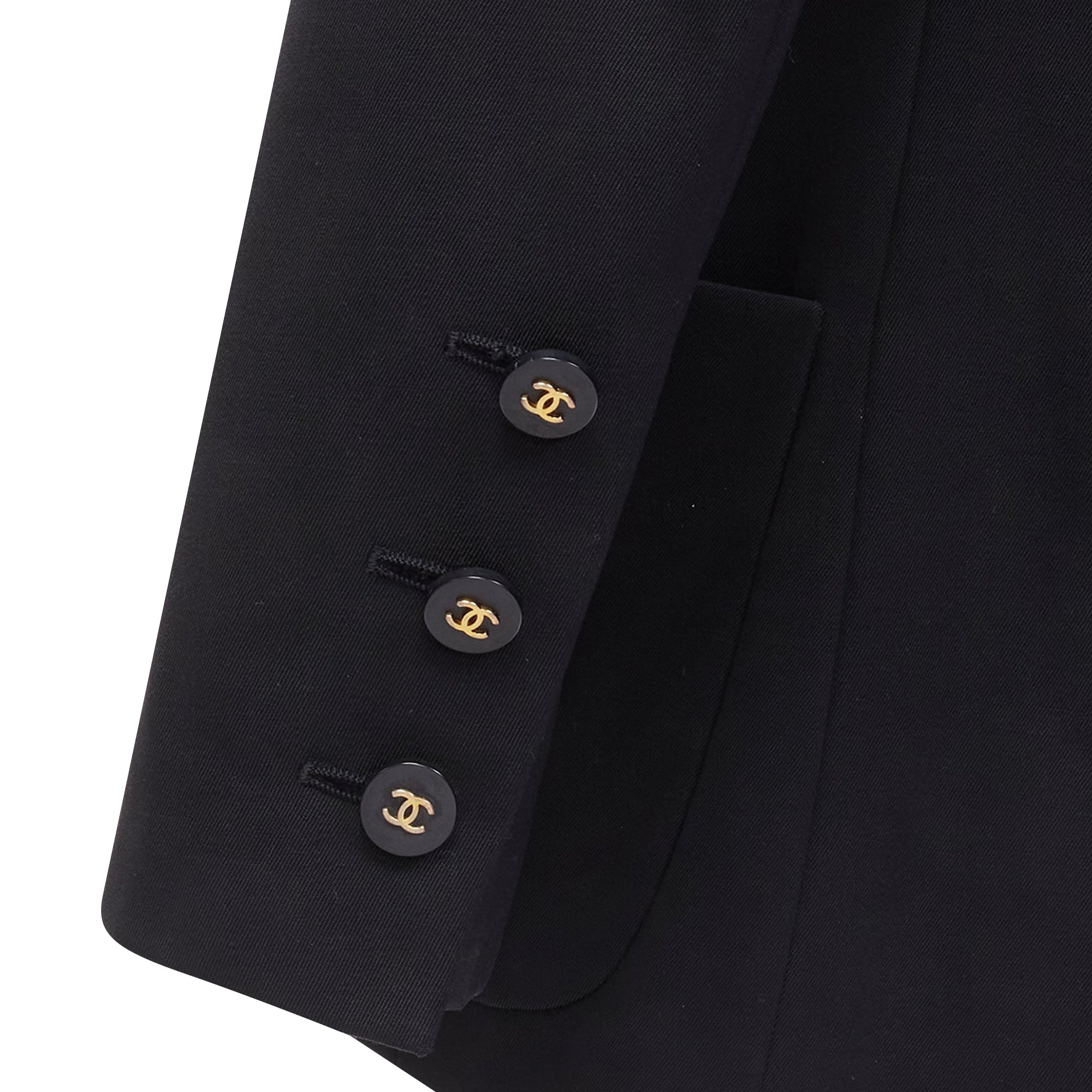 Women's Chanel wool gold cc button monogram lining blazer