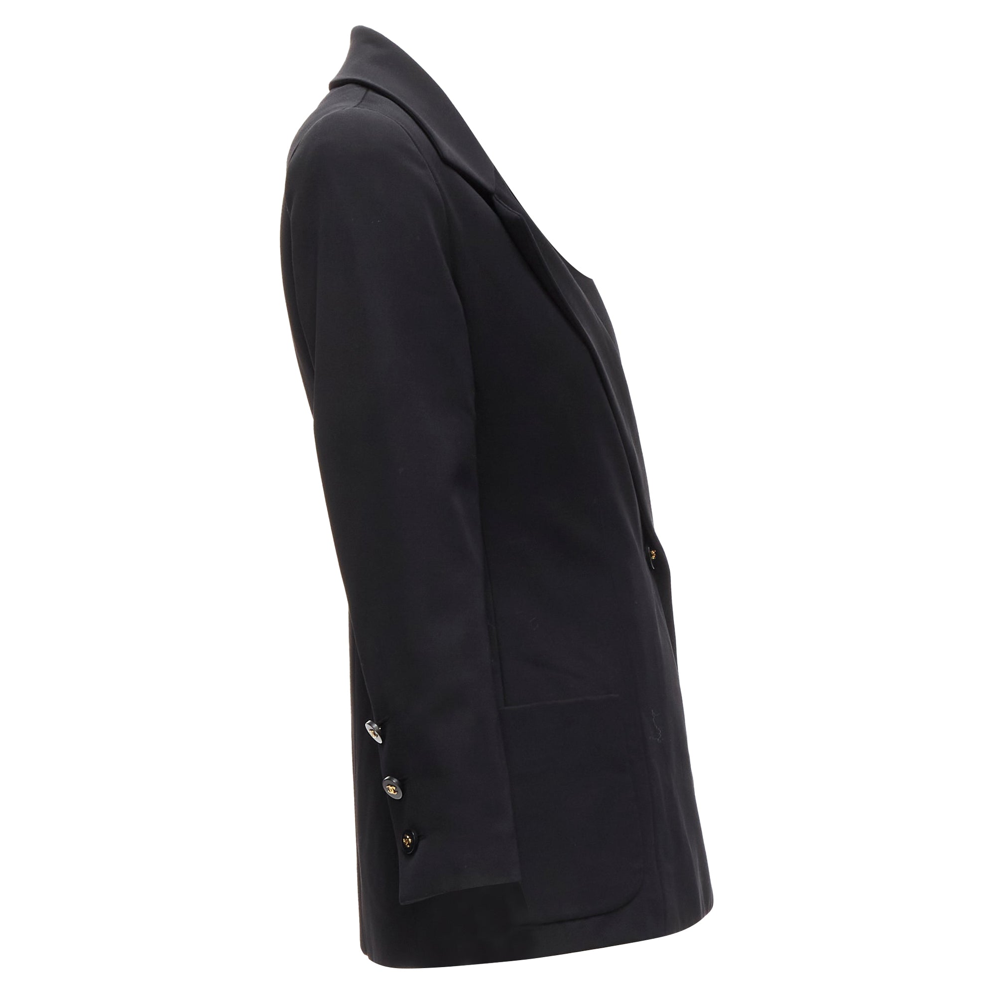 Women's Chanel wool gold cc button monogram lining blazer