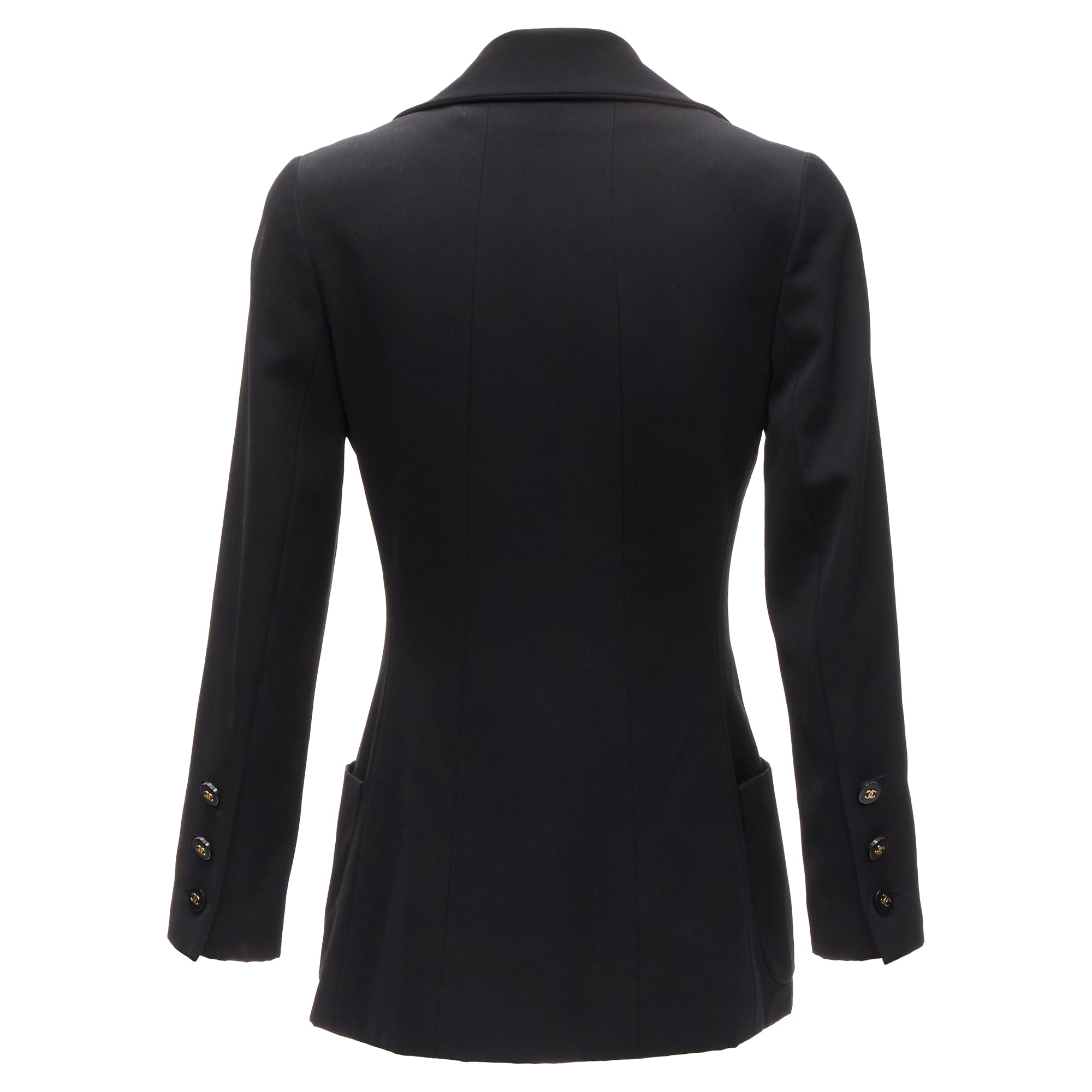 Women's Chanel wool gold cc button monogram lining blazer