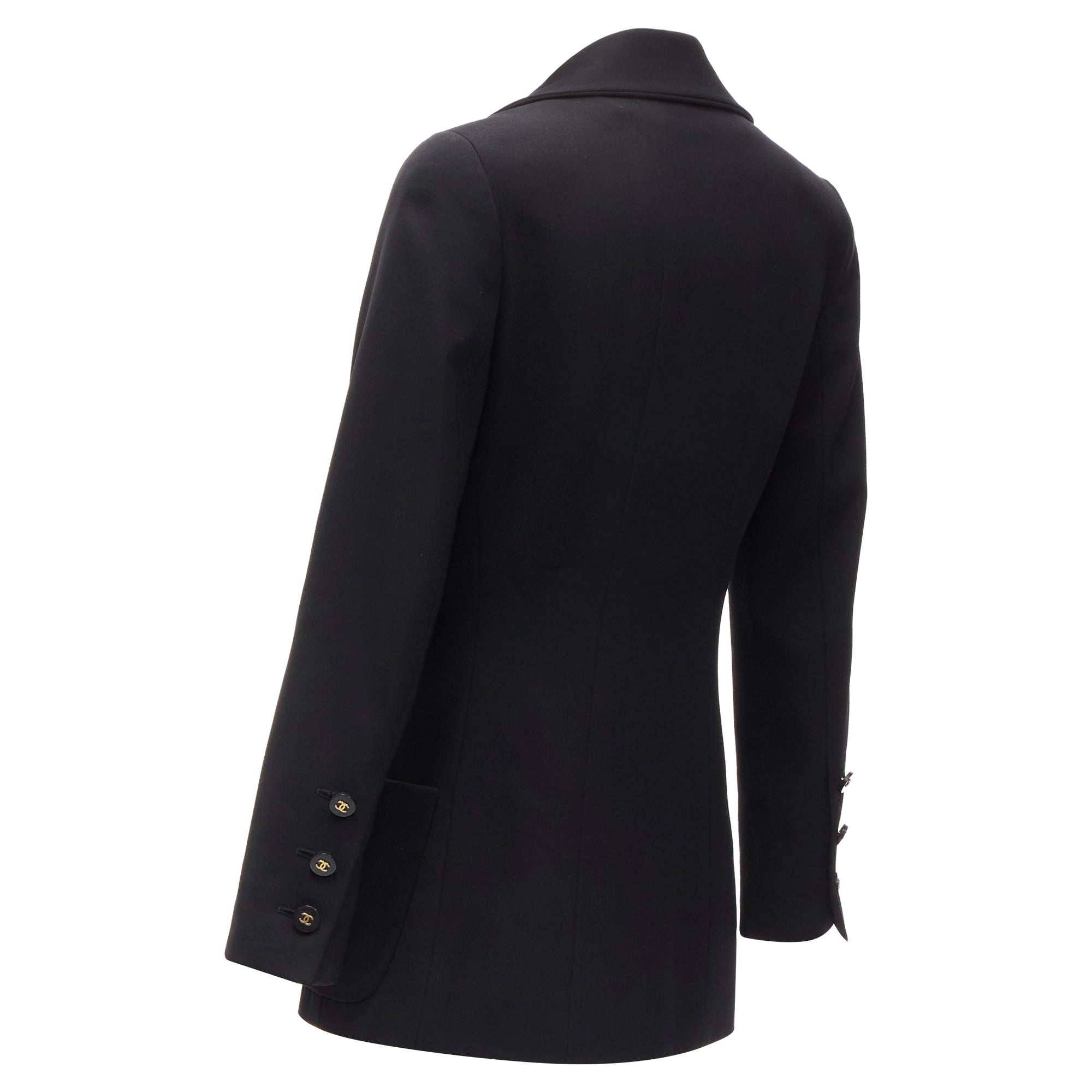 Women's Chanel wool gold cc button monogram lining blazer