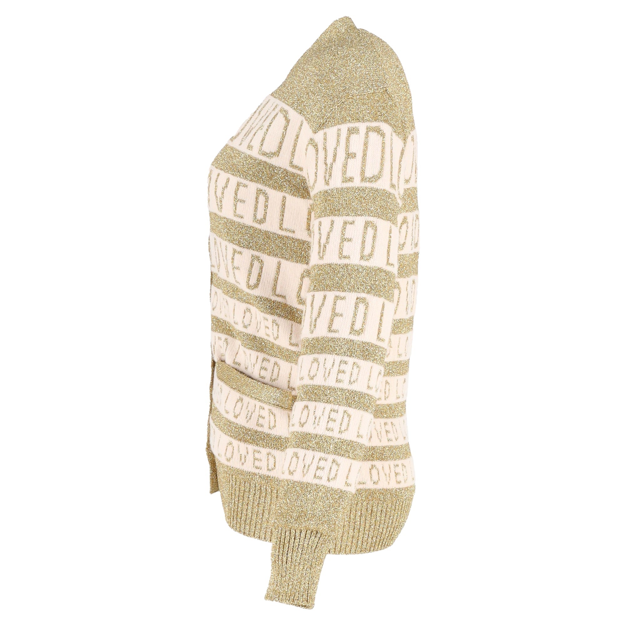 Women's Gucci Loved Oversized Lurex Cardigan in Gold Wool