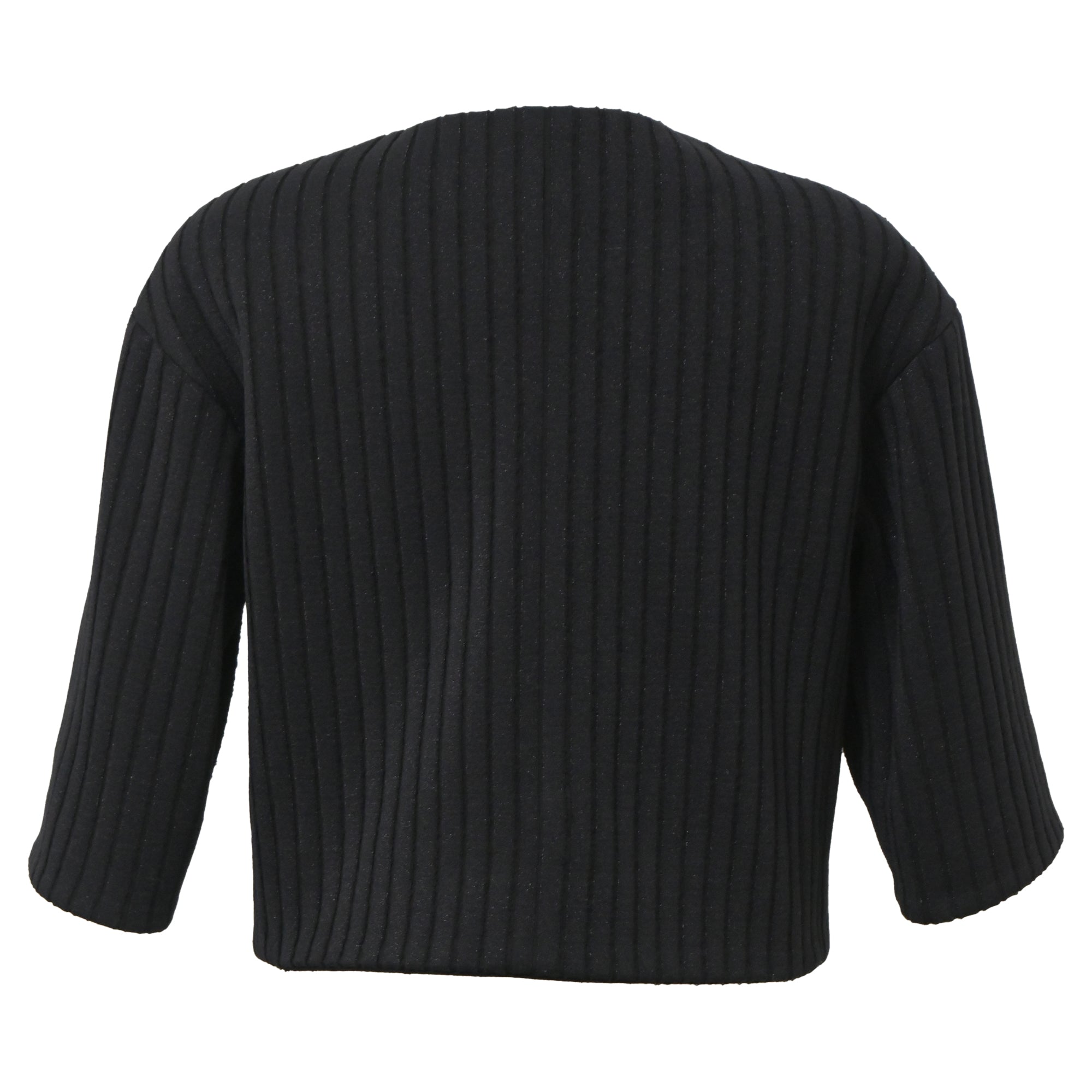 Women's Chanel Cruise 2022 Knitted Collarless Jacket with Pockets in Black Polyamide