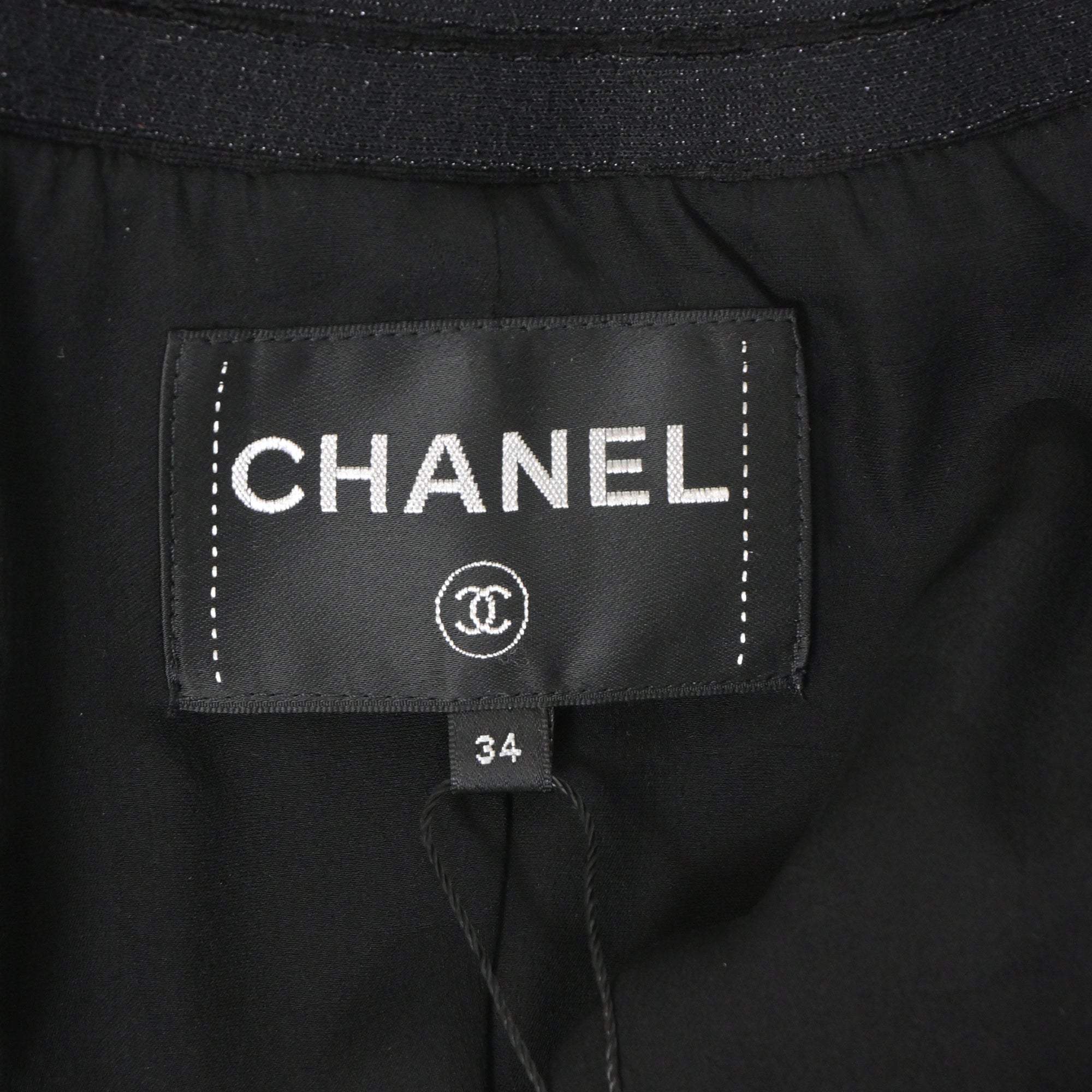 Women's Chanel Cruise 2022 Knitted Collarless Jacket with Pockets in Black Polyamide