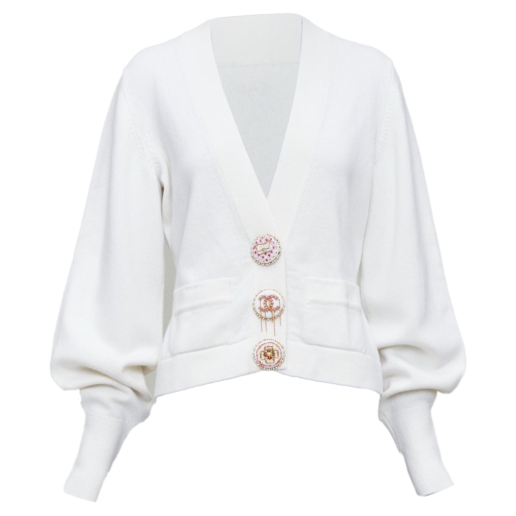 Women's Chanel off cashmere blend CC crystal buttons cardigan
