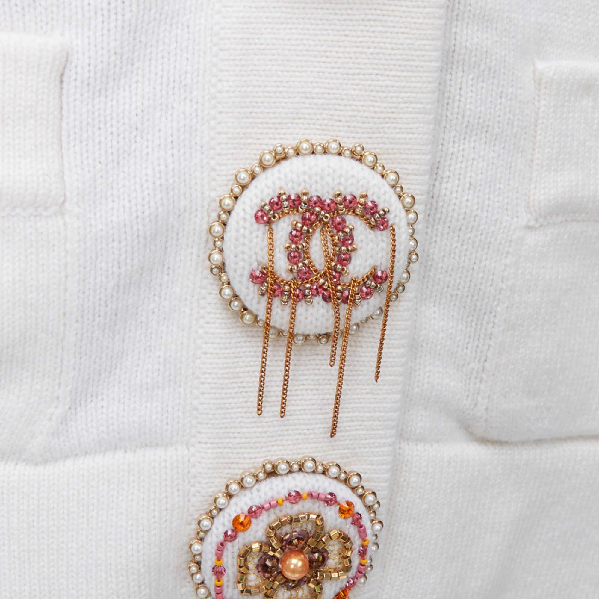Women's Chanel off cashmere blend CC crystal buttons cardigan
