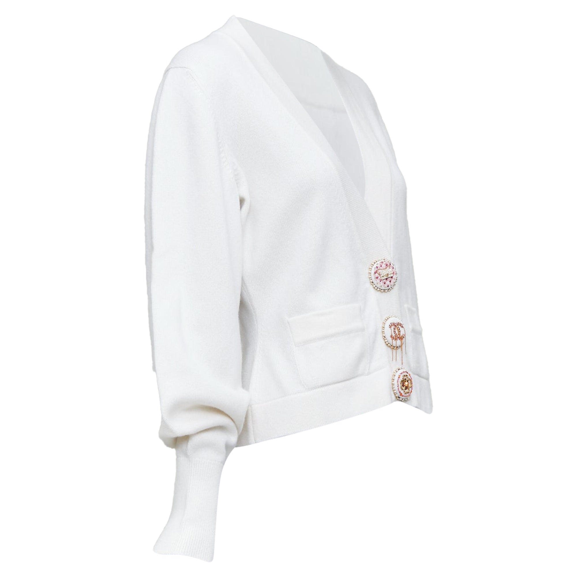 Women's Chanel off cashmere blend CC crystal buttons cardigan