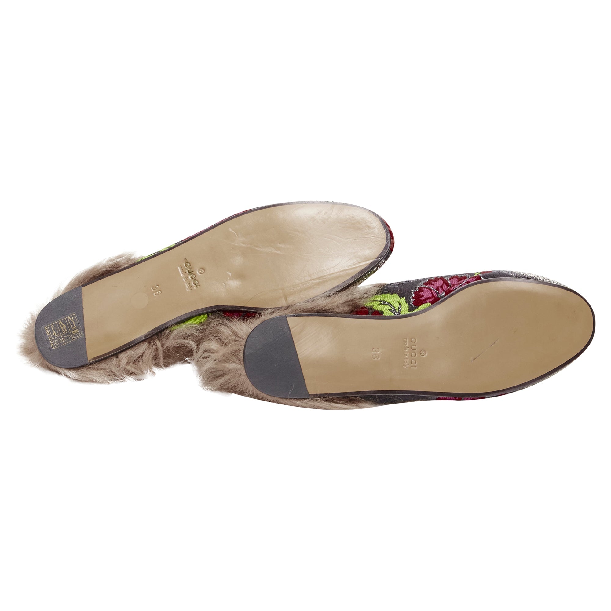 Women's Gucci Princetown Floral Jacquard Fur Lined Loafer