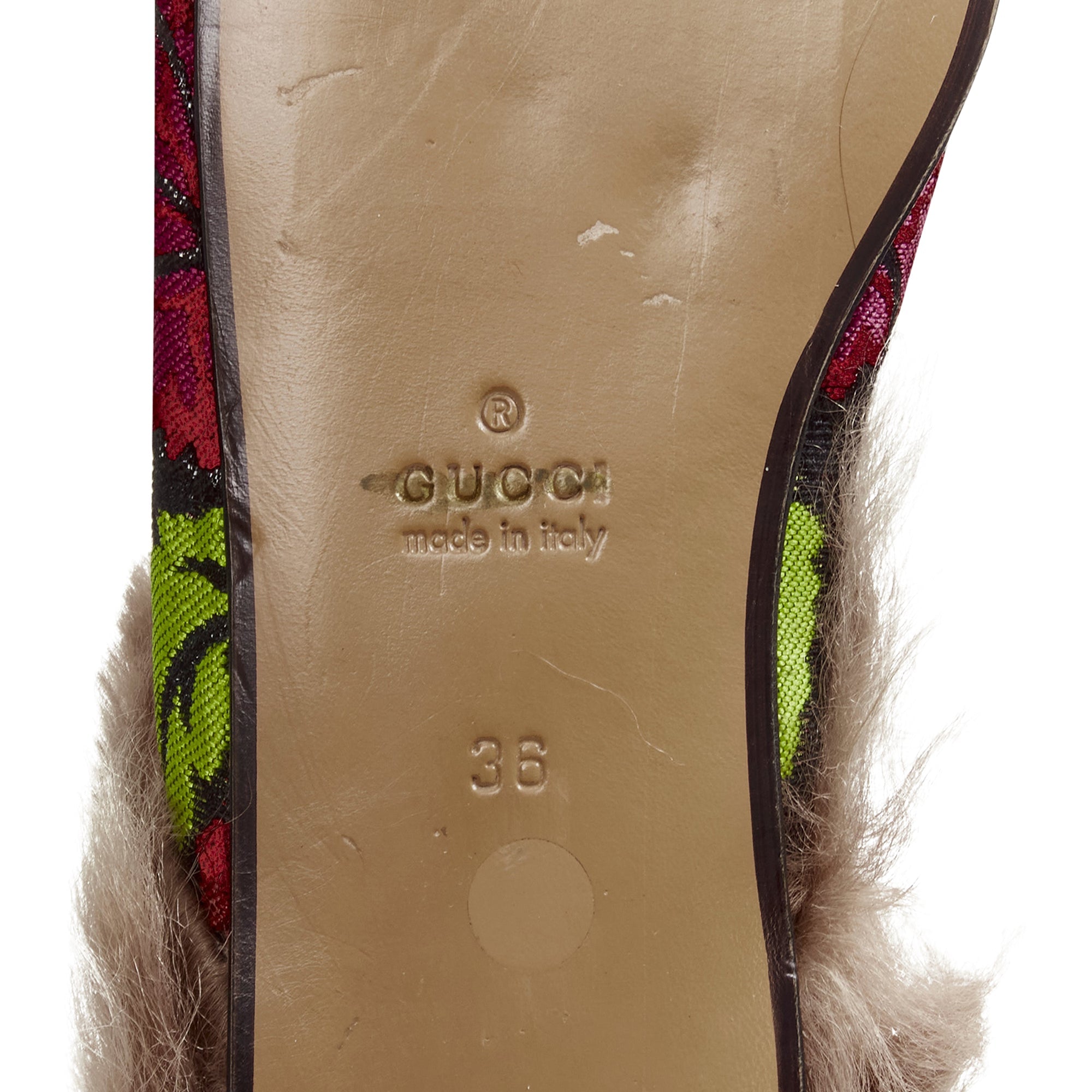 Women's Gucci Princetown Floral Jacquard Fur Lined Loafer