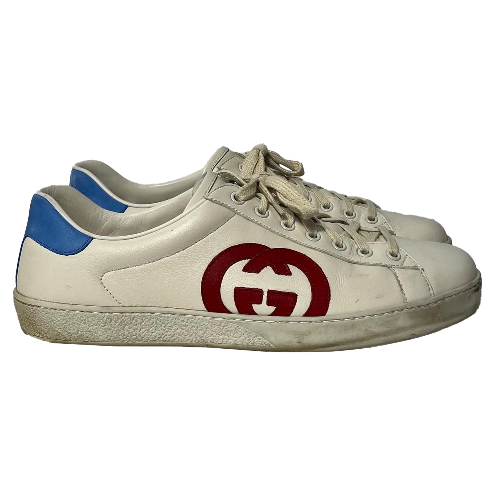 Men's Gucci Ace Interlocking G Sneakers in White Calf leather
