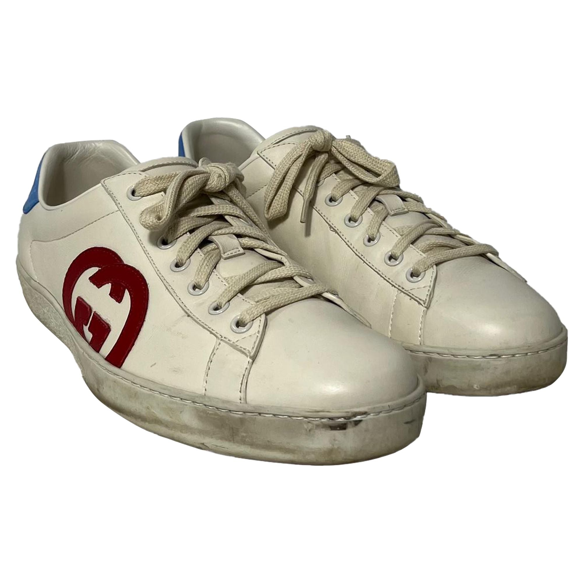 Men's Gucci Ace Interlocking G Sneakers in White Calf leather