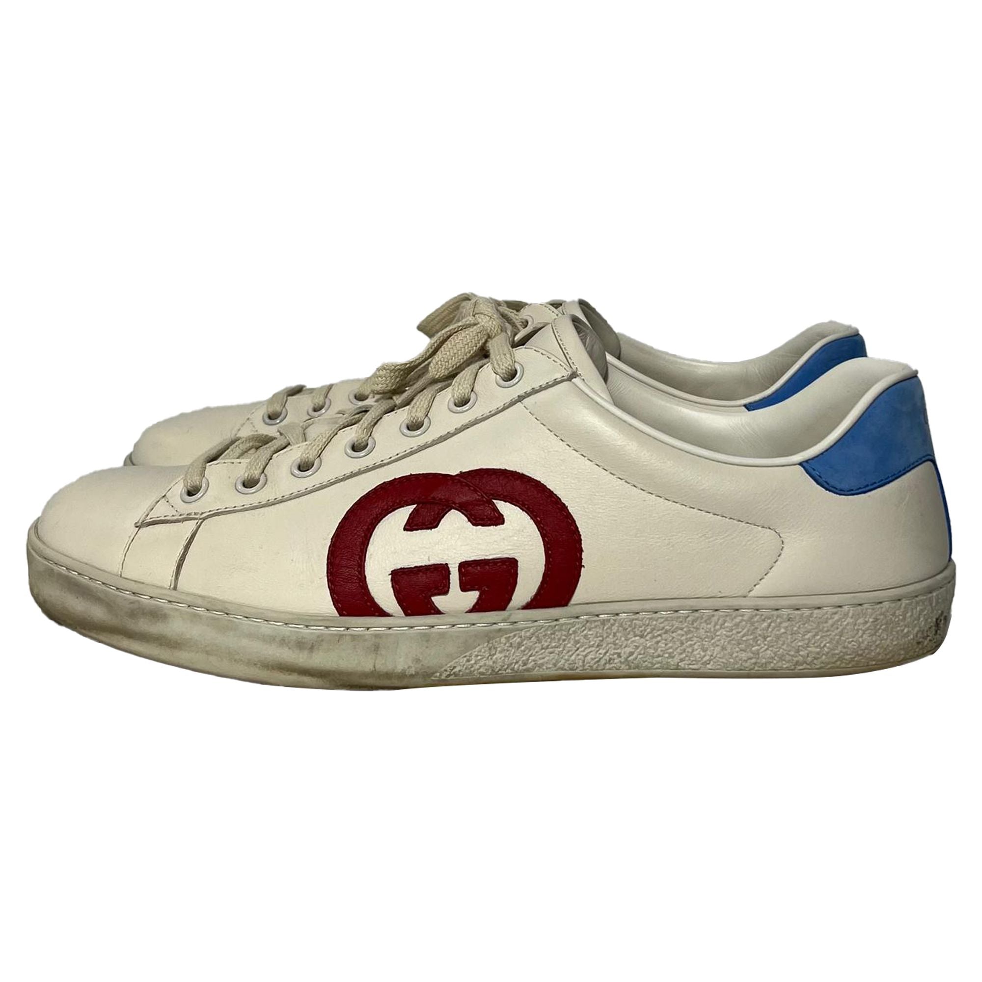 Men's Gucci Ace Interlocking G Sneakers in White Calf leather