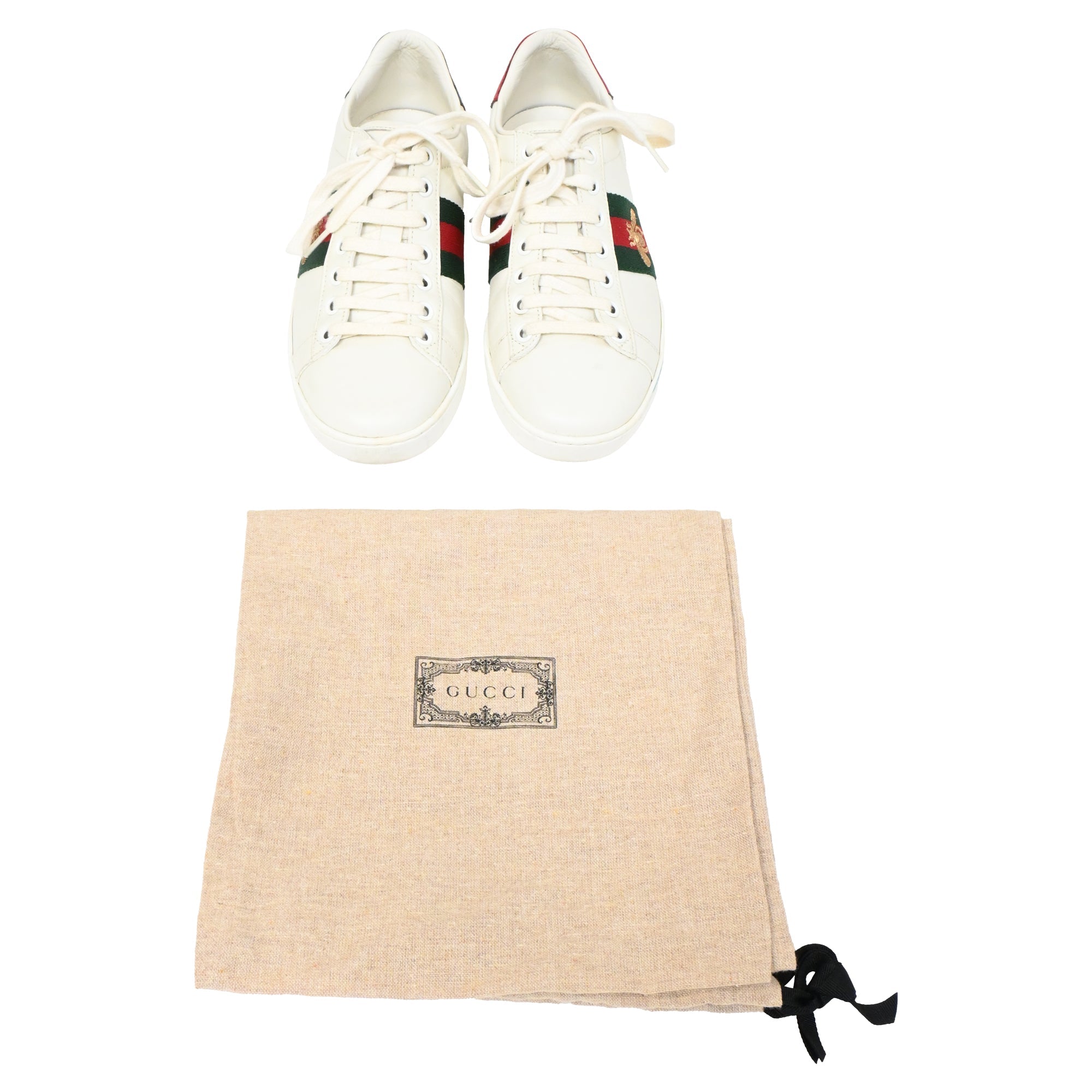 Women's Gucci Ace Sneakers with Bee in White Leather