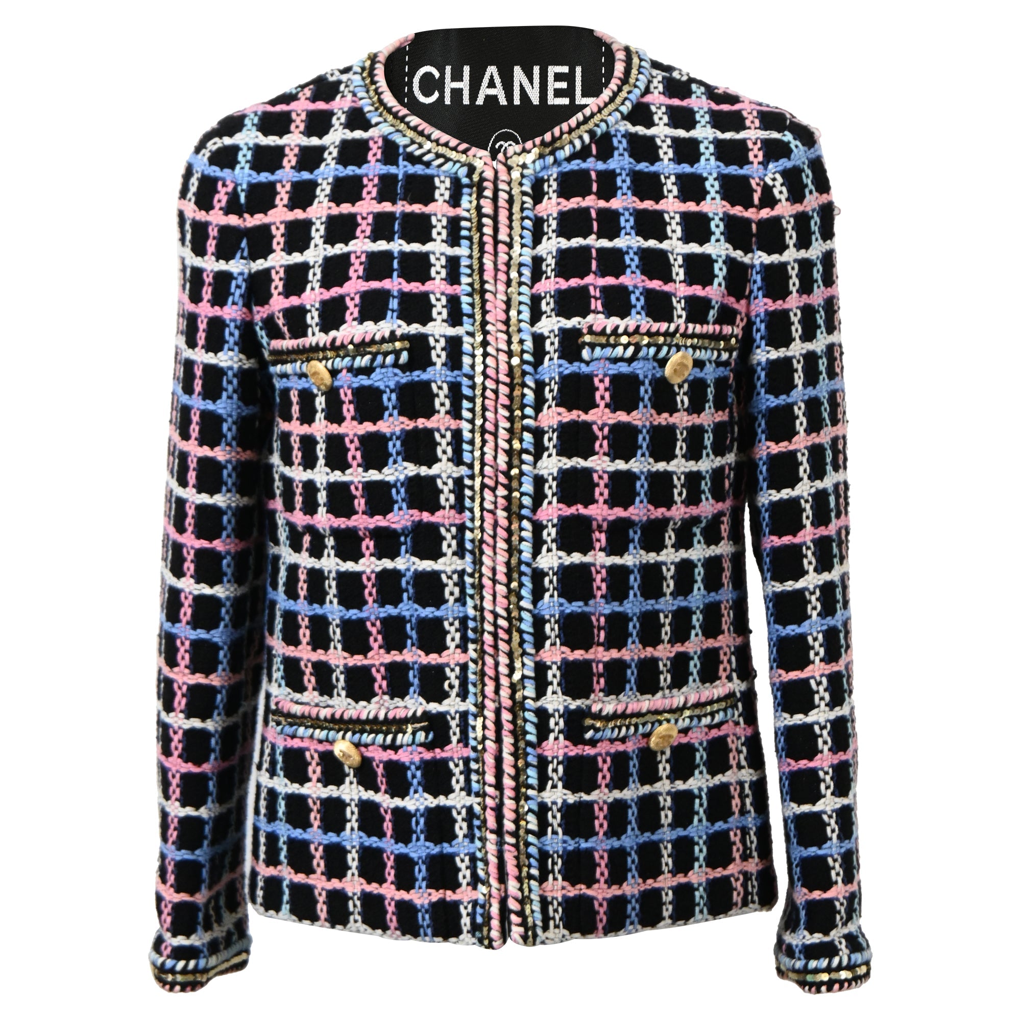 Women's Chanel 2022 Printed Evening Tweed Jacket in Multicolor Cotton