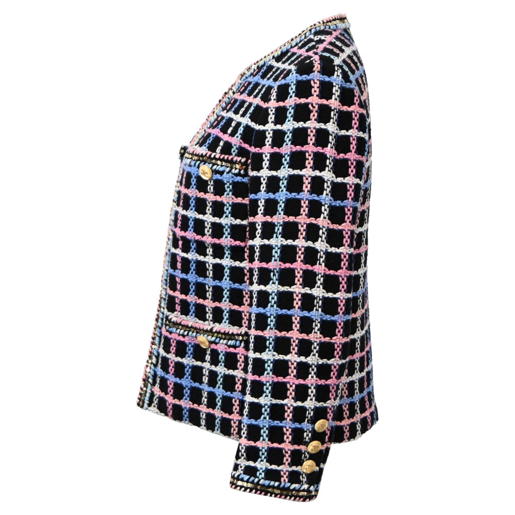 Women's Chanel 2022 Printed Evening Tweed Jacket in Multicolor Cotton
