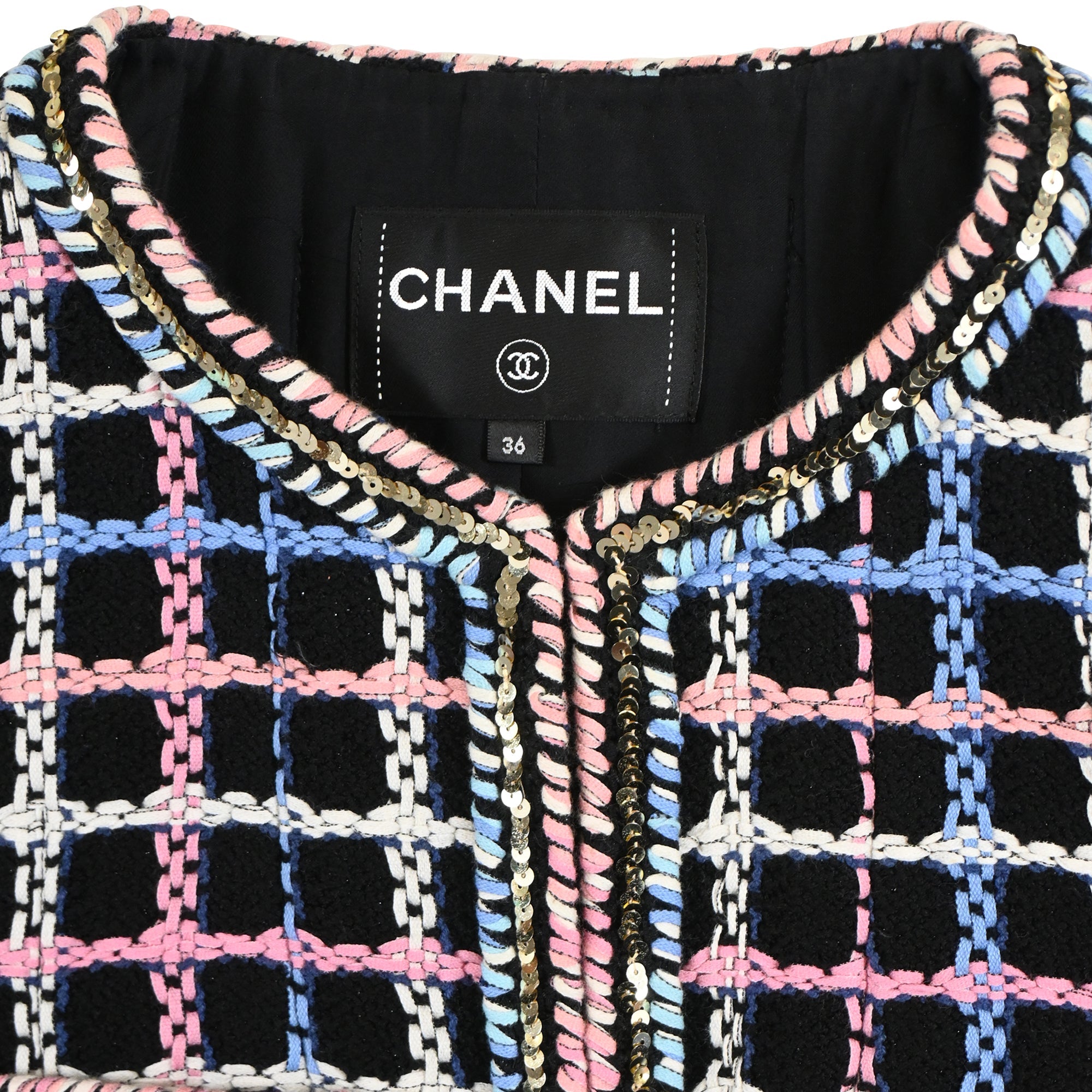 Women's Chanel 2022 Printed Evening Tweed Jacket in Multicolor Cotton