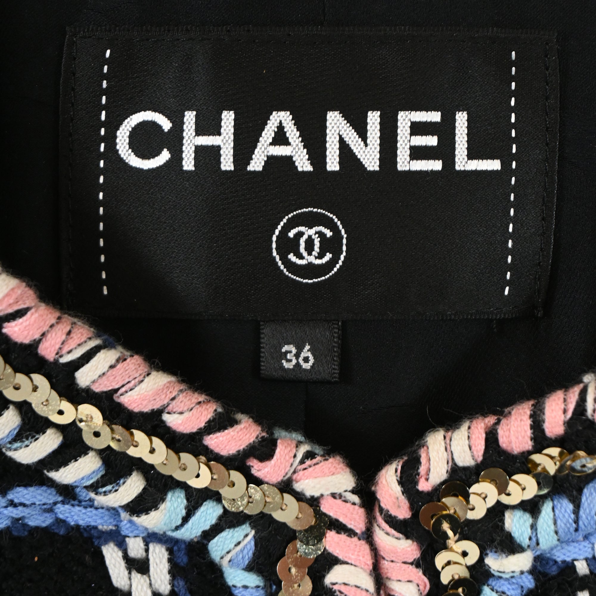 Women's Chanel 2022 Printed Evening Tweed Jacket in Multicolor Cotton