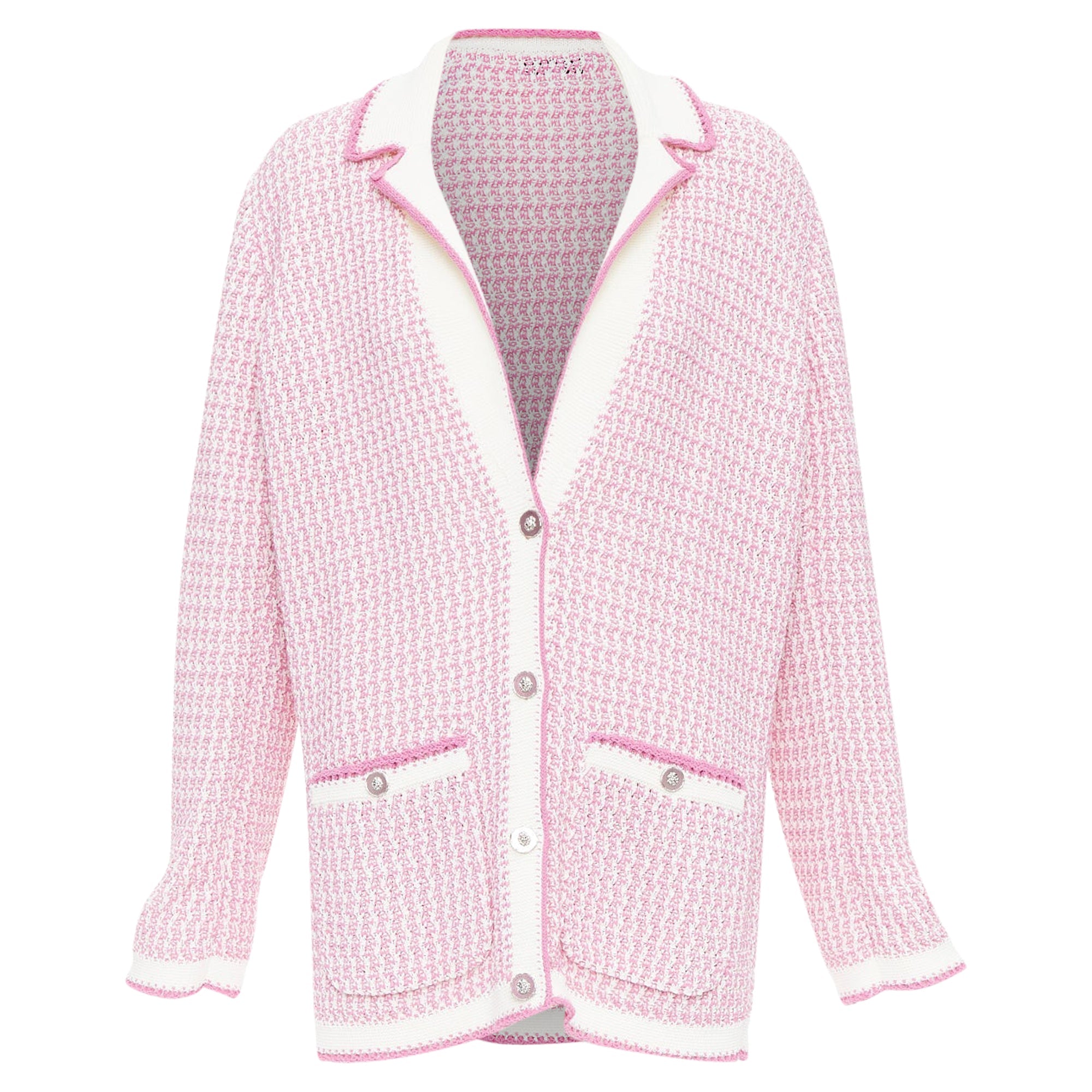 Women's Chanel tweed metallic buttons long knit cardigan