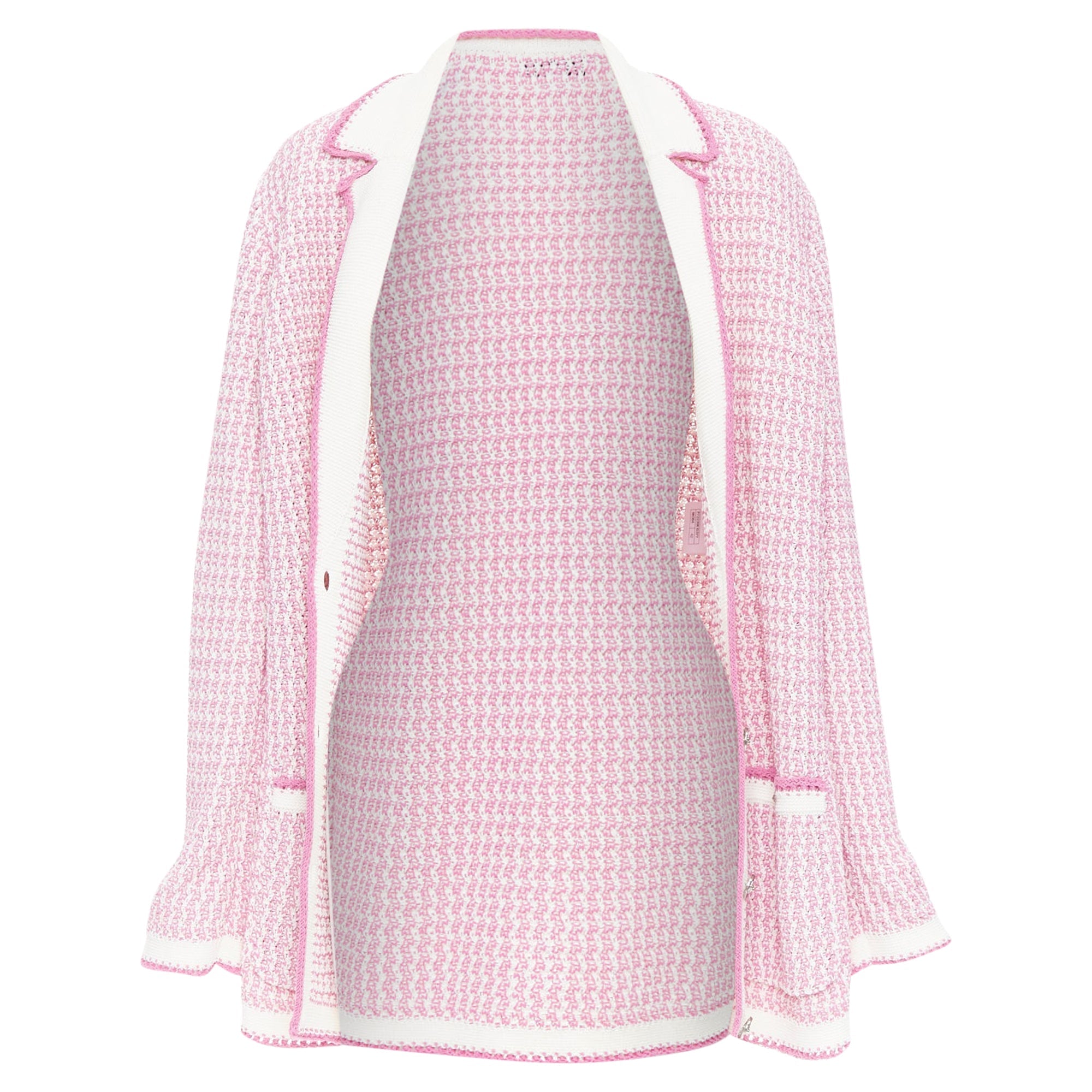 Women's Chanel tweed metallic buttons long knit cardigan
