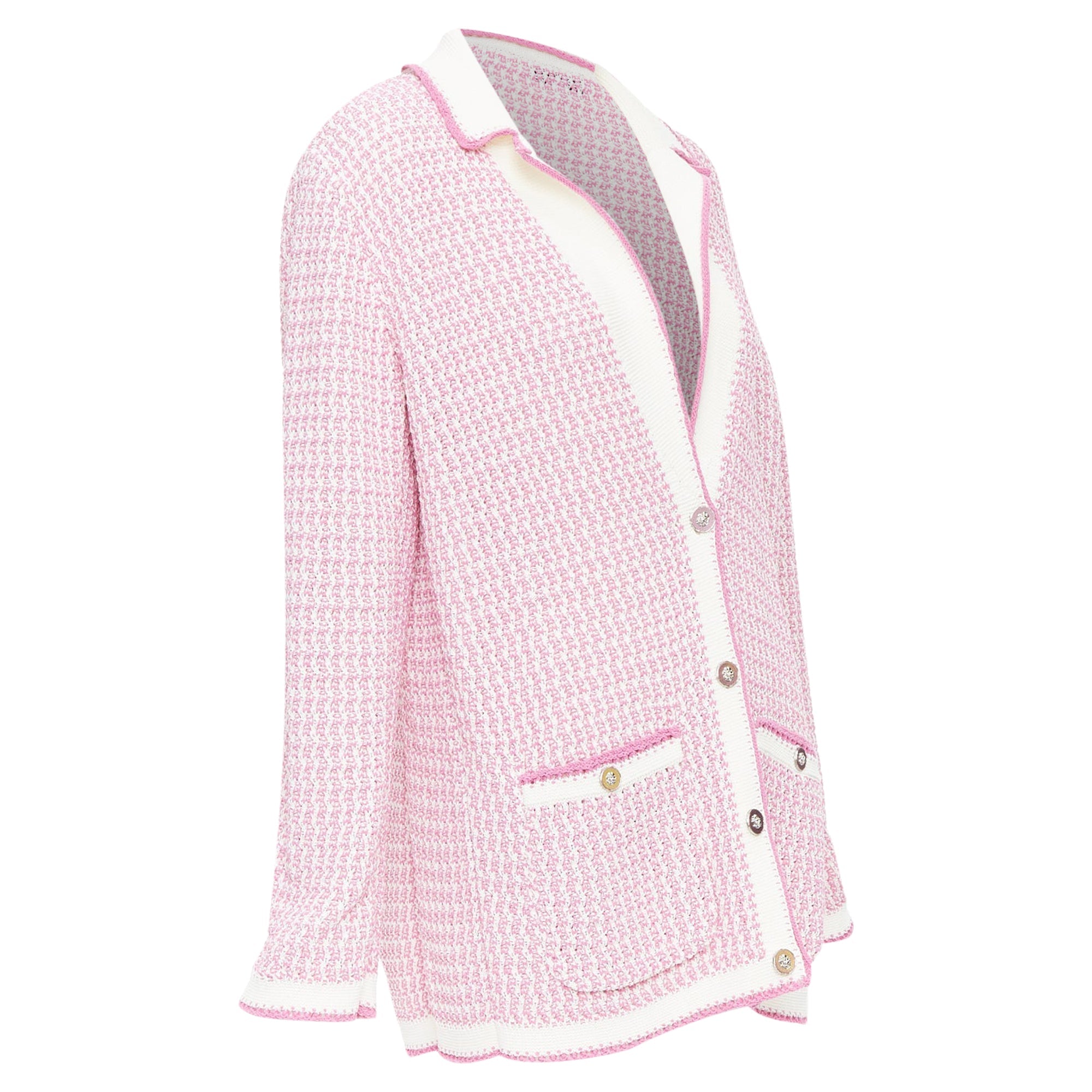 Women's Chanel tweed metallic buttons long knit cardigan