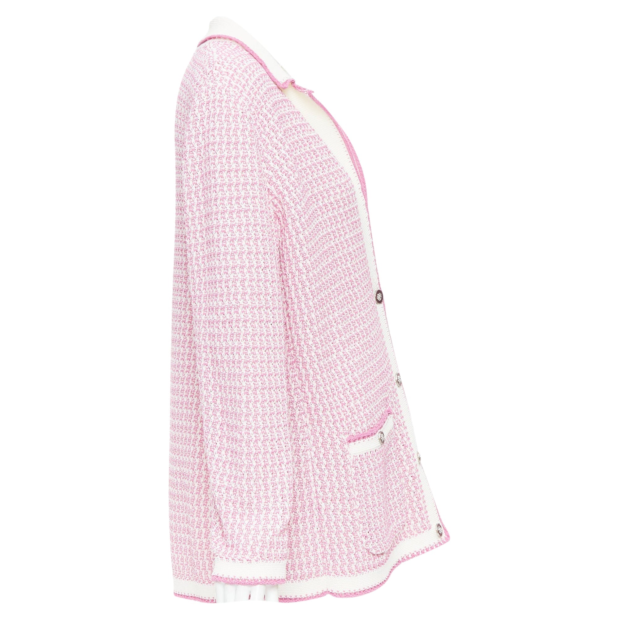 Women's Chanel tweed metallic buttons long knit cardigan
