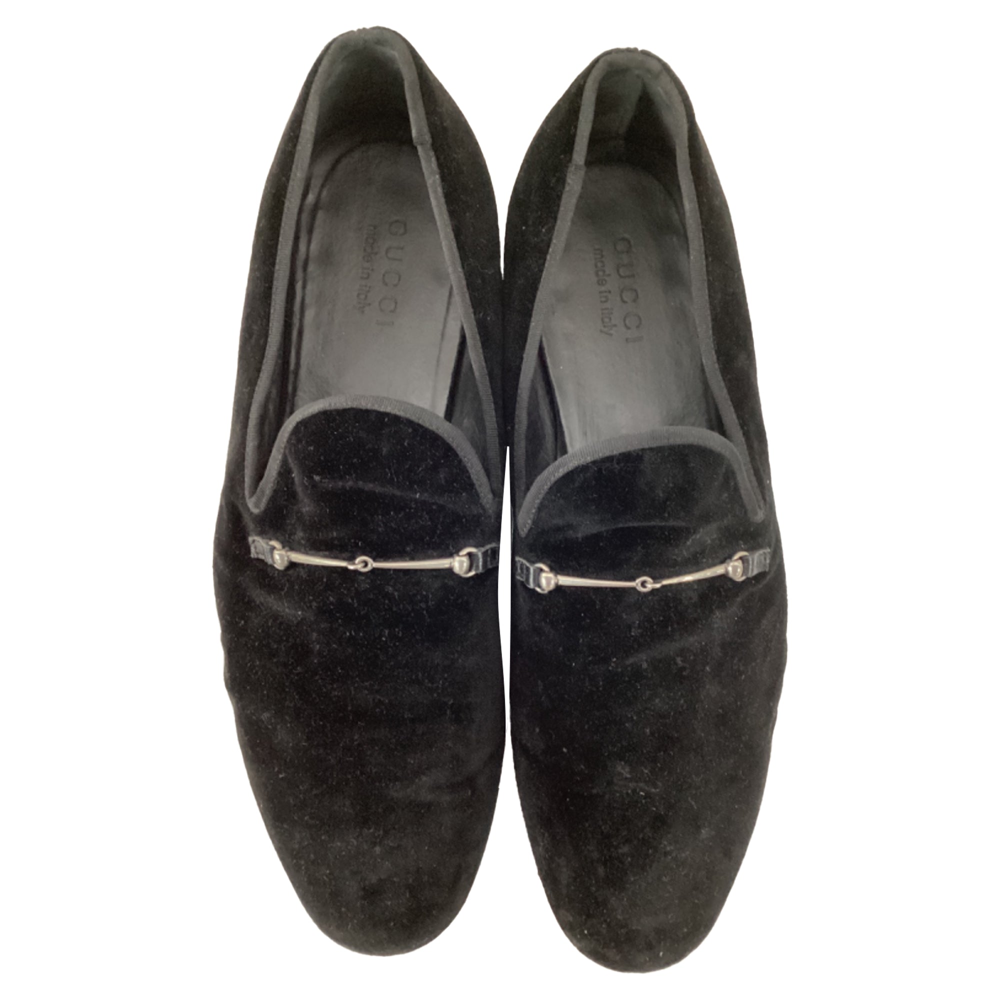 Men's Gucci Horsebit Slip On Loafers in Black Velvet
