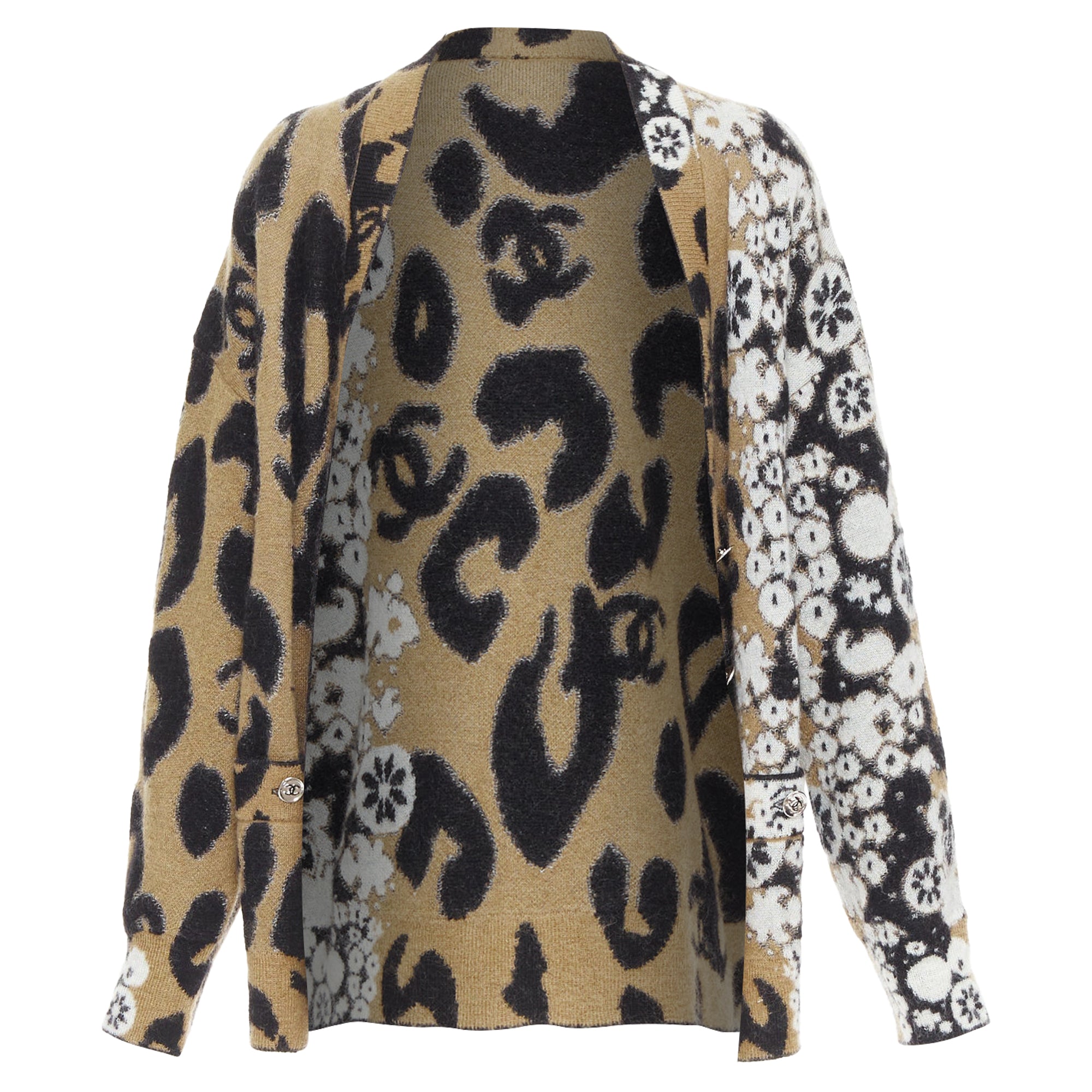 Women's Chanel A23 Runway CC logo cashmere mohair cardigan