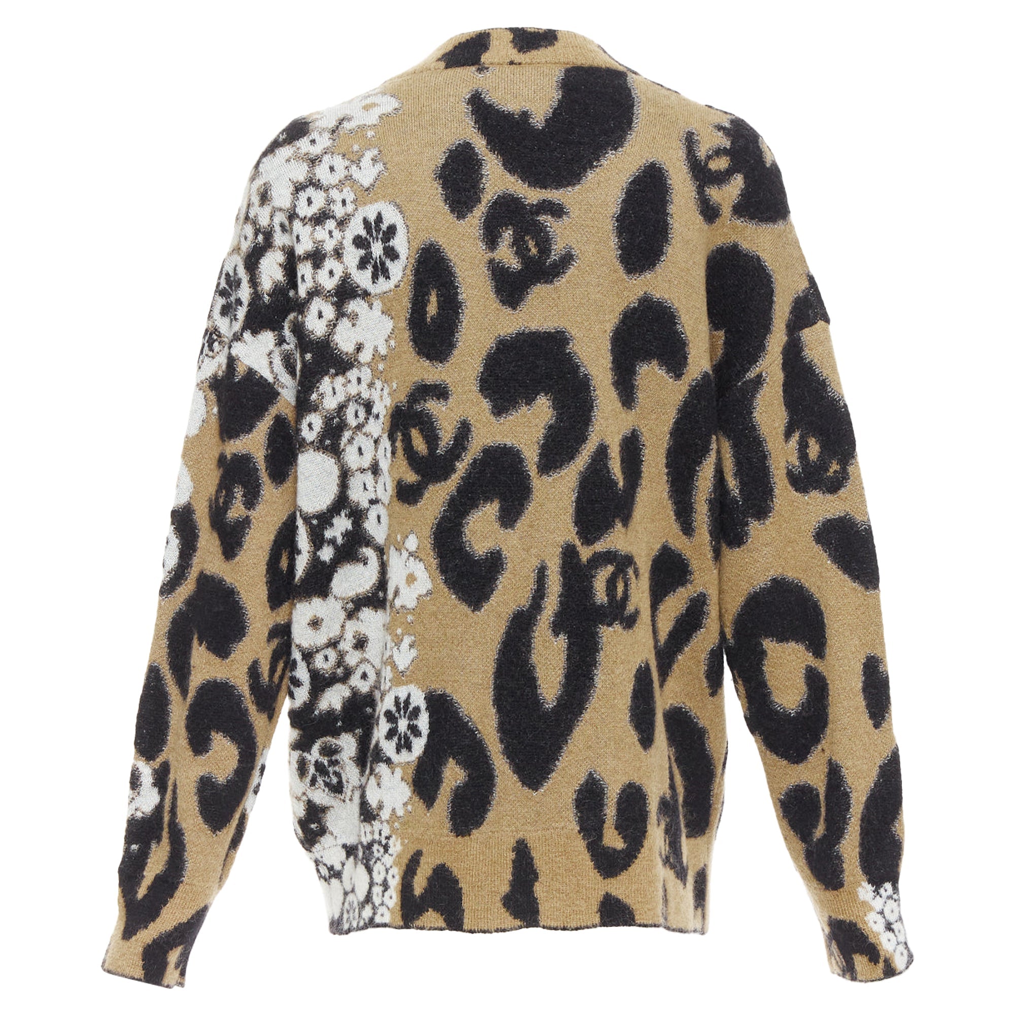 Women's Chanel A23 Runway CC logo cashmere mohair cardigan