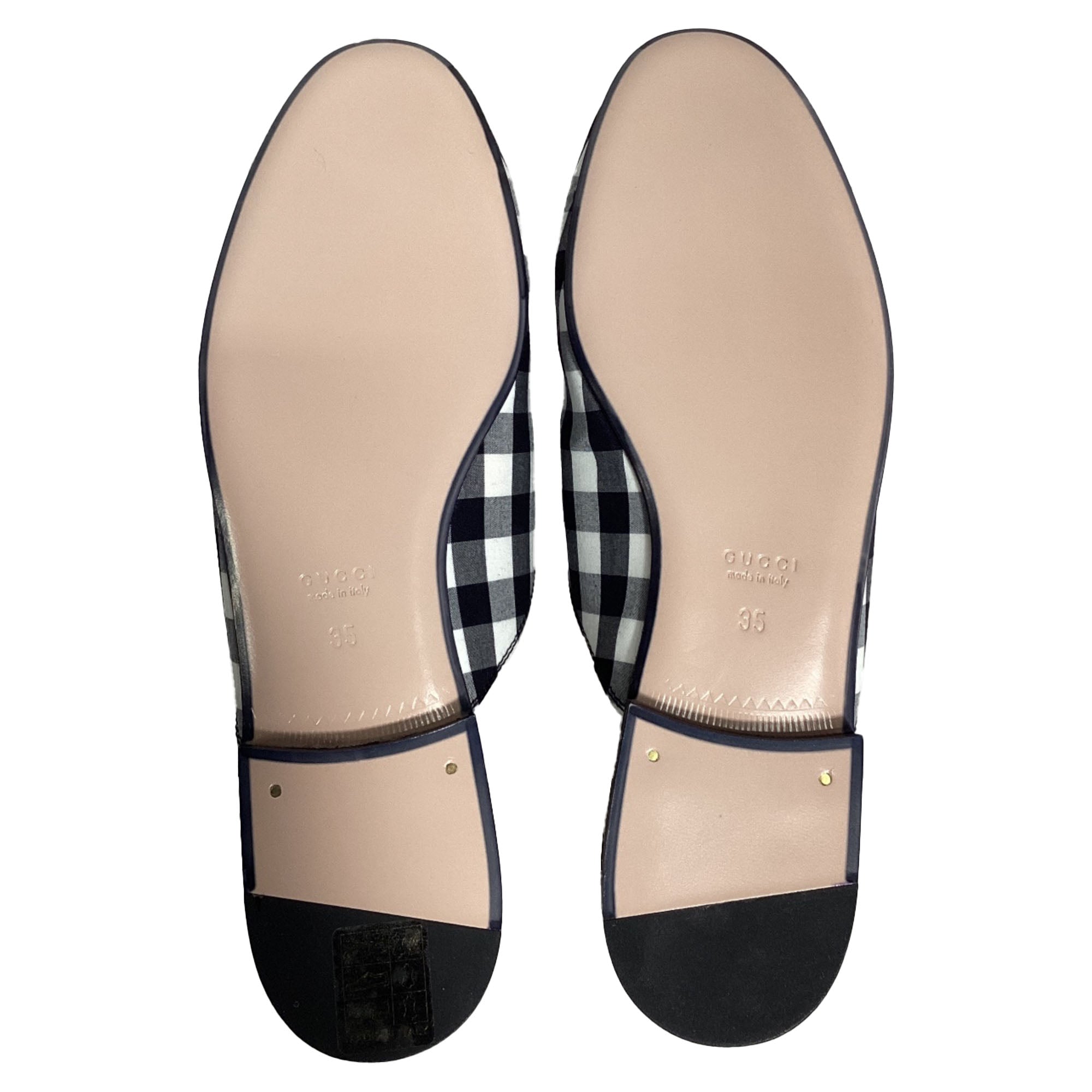 Women's Gucci Princetown Horsebit Check Mules in Multicolor Cotton