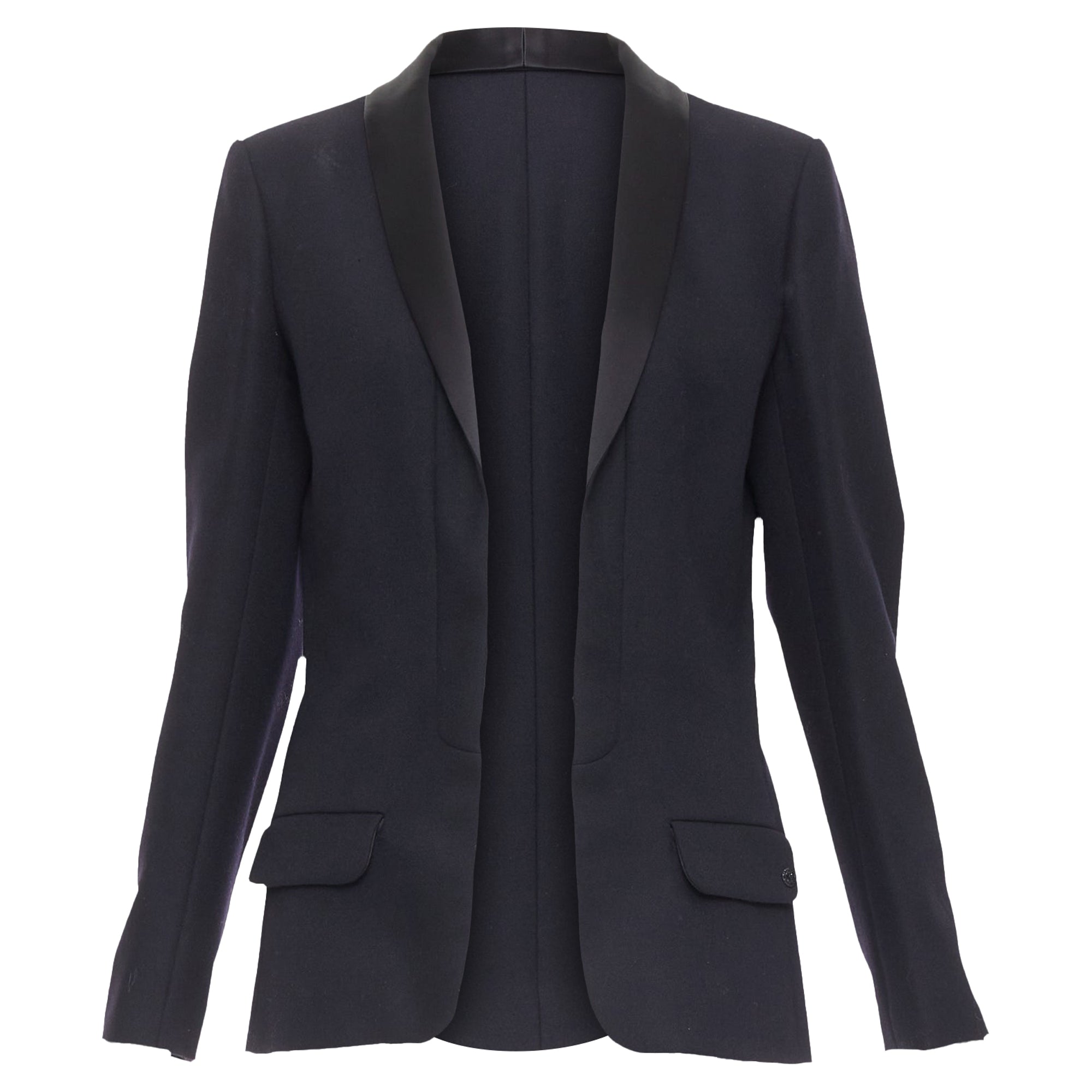 Women's Chanel black wool tuxedo blazer
