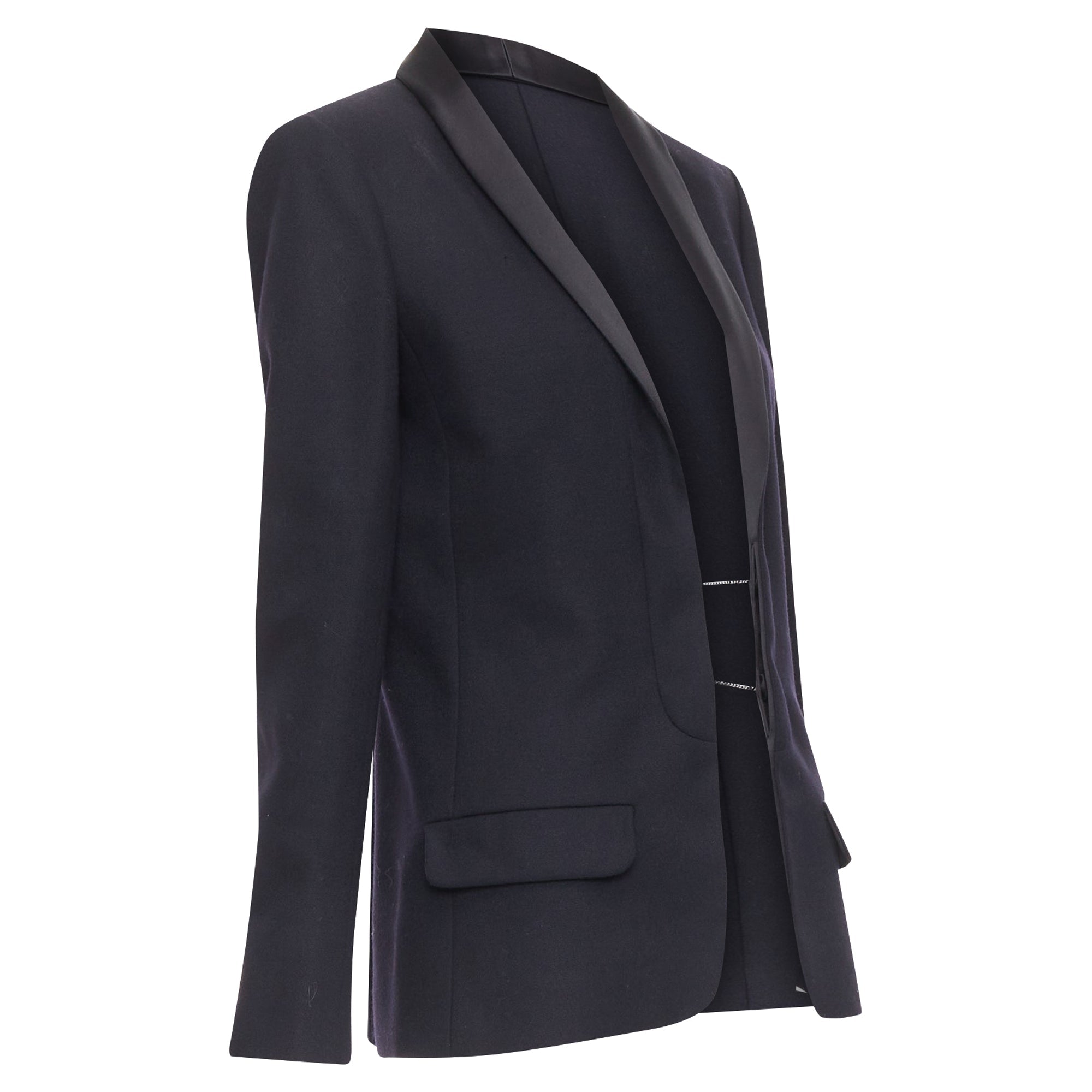 Women's Chanel black wool tuxedo blazer