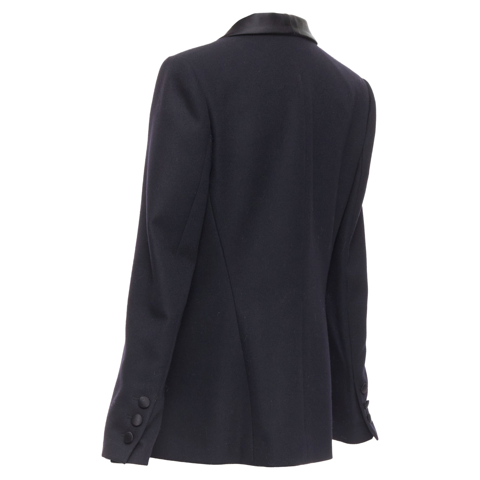 Women's Chanel black wool tuxedo blazer