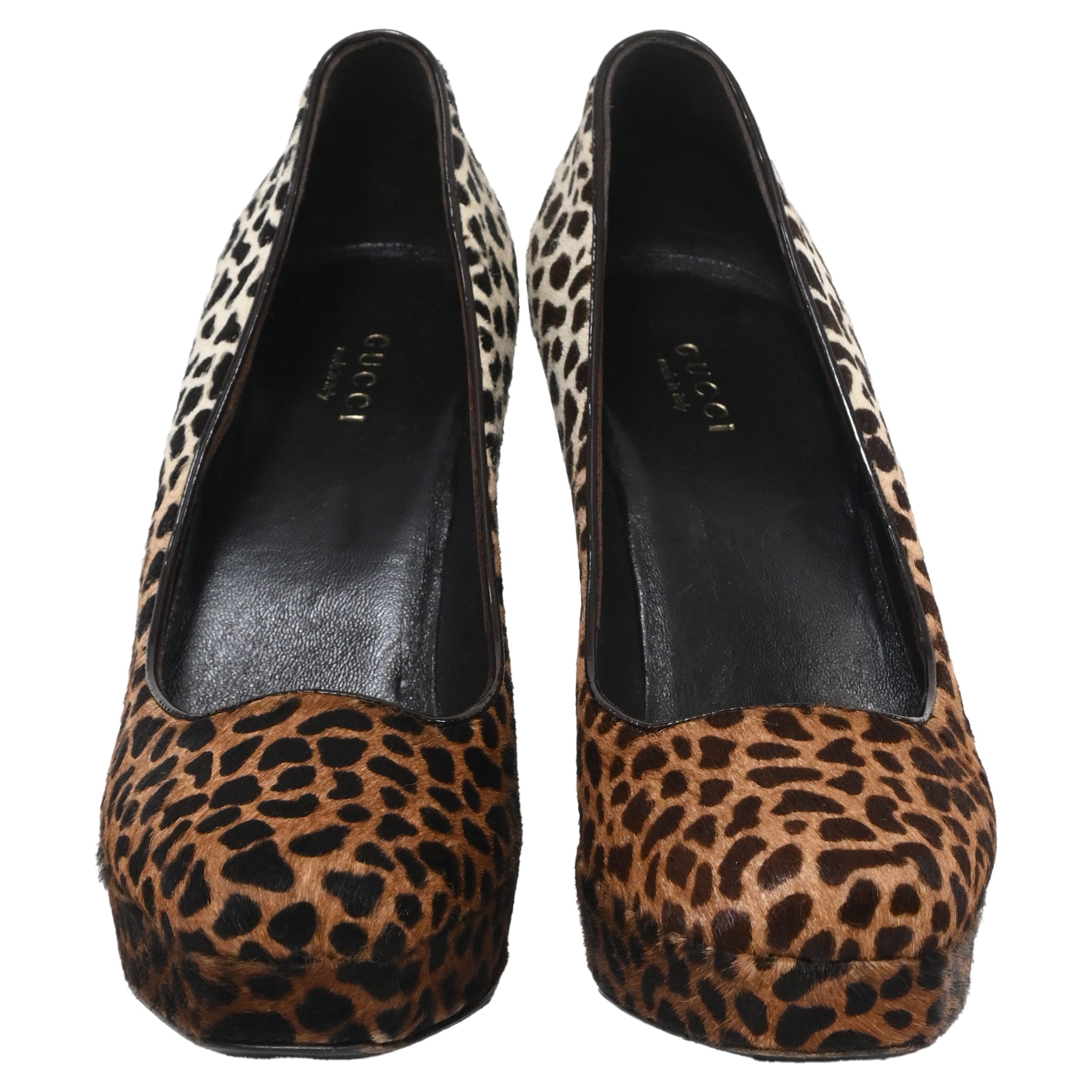 Women's Gucci Square Toe Pumps in Animal Print Ponyhair